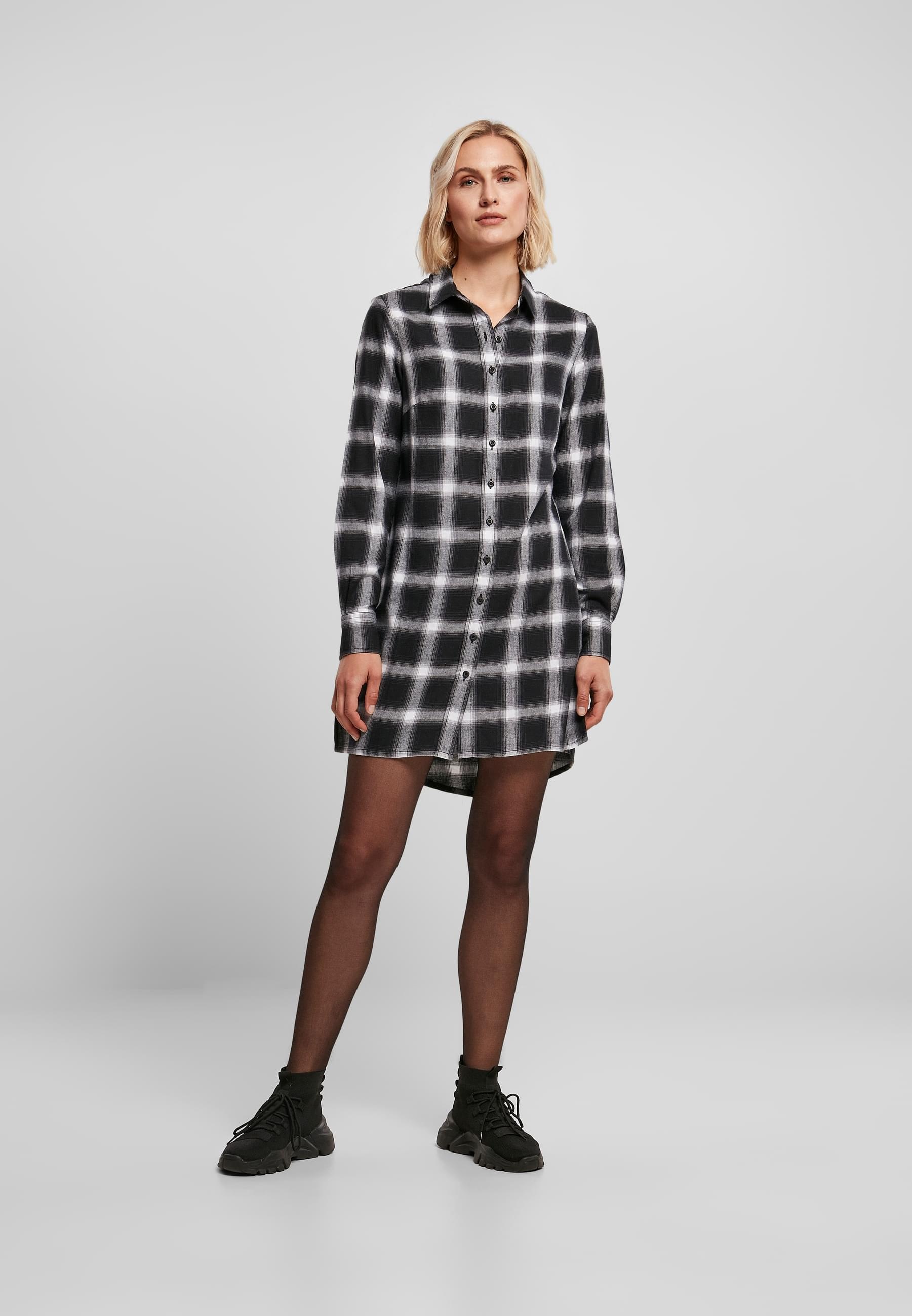 URBAN CLASSICS Shirtkleid »Urban Classics Damen Ladies Cotton Check Shirt Dress« 1 Stk. tlg.