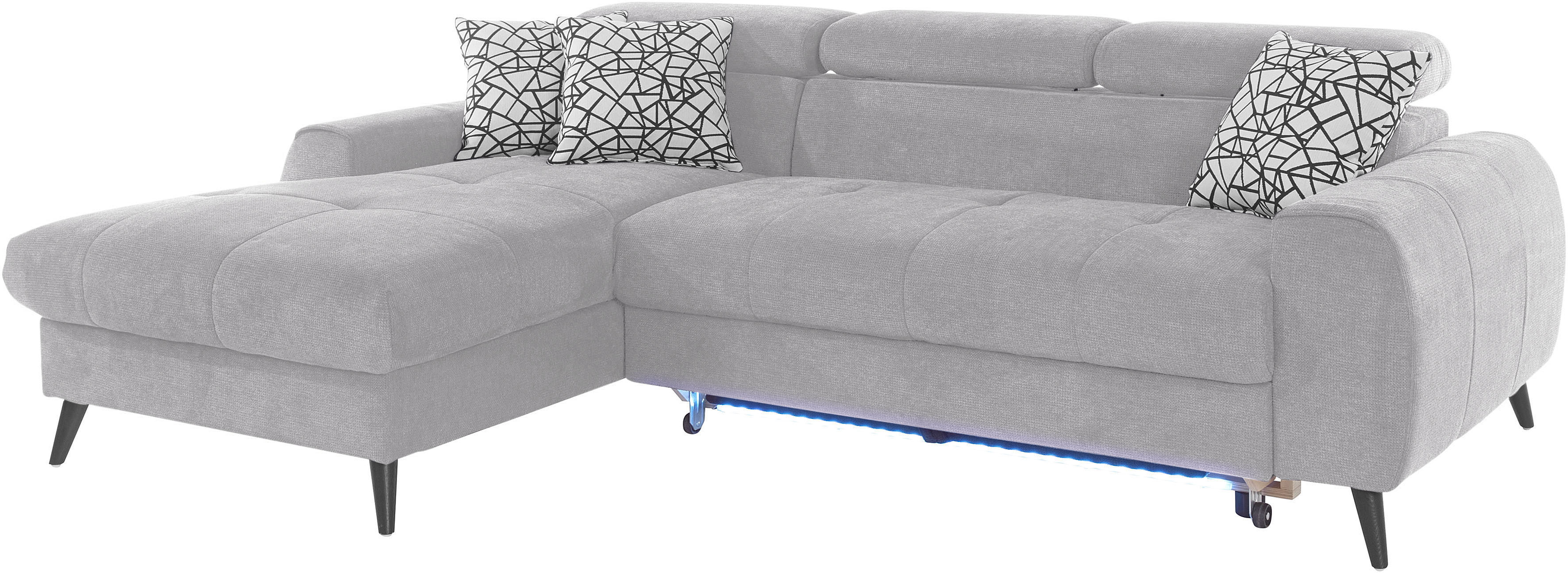 Thumbnail - COTTA Ecksofa "Mia L-Form mit 3 Zierkissen", wahlweise mit Bettfunktion, Bettkasten, Beleuchtung & Wireless-Charger