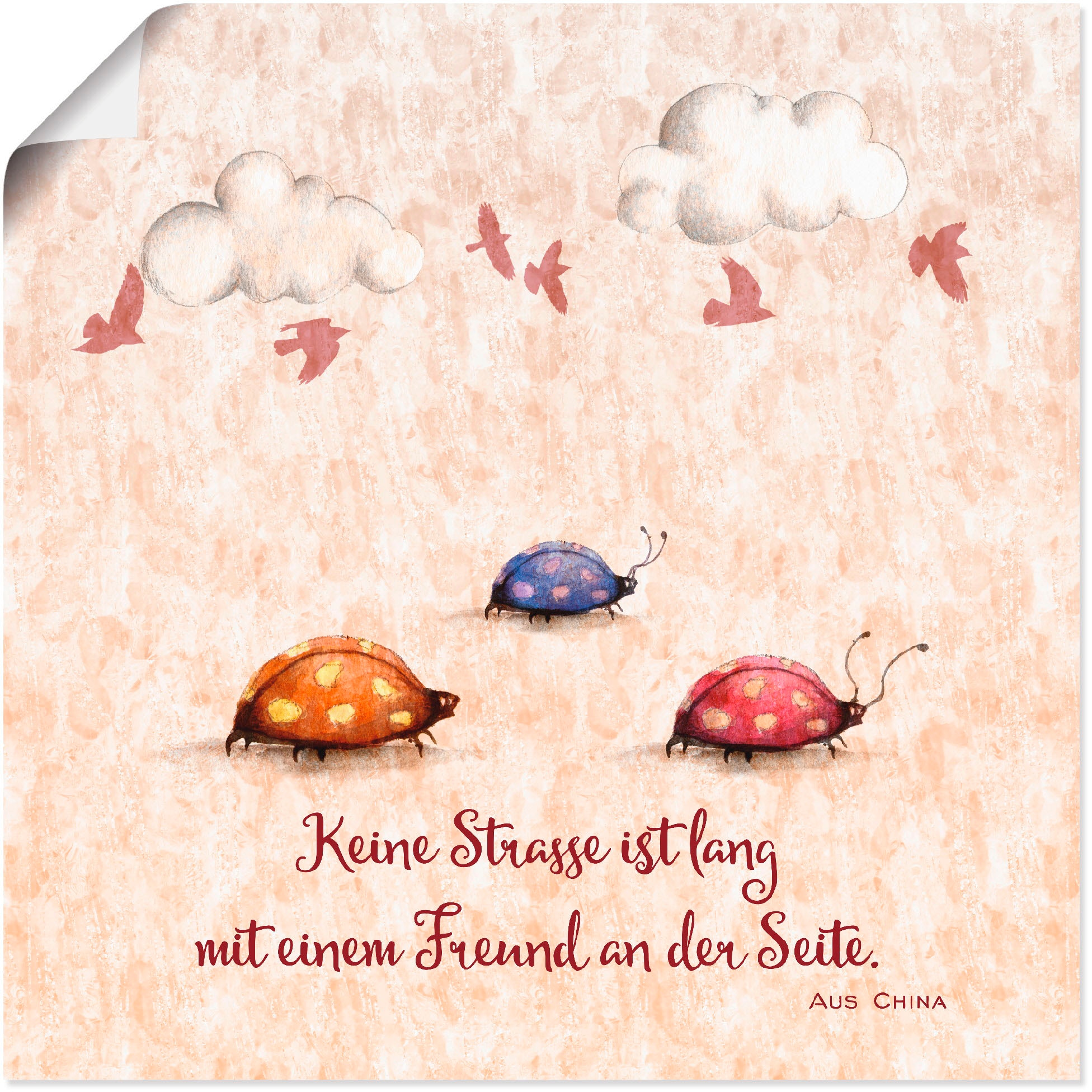 Artland Wandbild »Lebensweisheit Freunde«, Tiere, (1 St.), als Alubild, Outdoorbild, Leinwandbild, Poster, Wandaufkleber