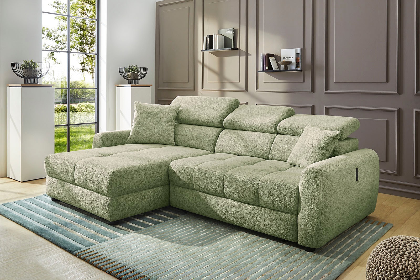 Jockenhöfer Gruppe Ecksofa »Move L-Form, B: 270 cm, mit 60 cm elektr. Sitztiefenverstellung« 140kg Belastbarkeit je Sitz, Kopfteilverstellung & USB-Anschluss