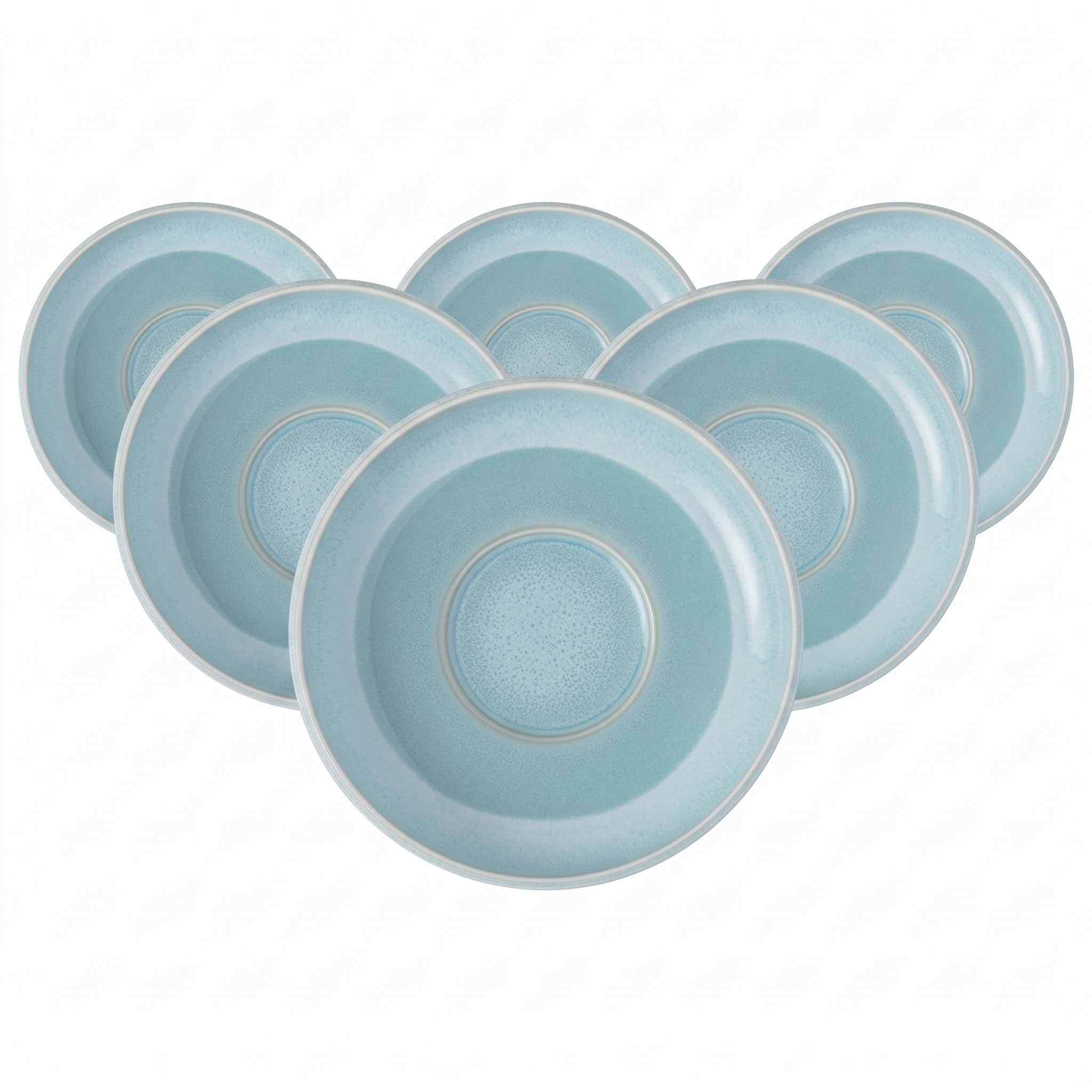like. by Villeroy & Boch Untertasse "Espressountertassen Perlemor Aqua ø 12 cm 6er Set blau" Spülmaschinengeeignet, Mikrowellengeeignet