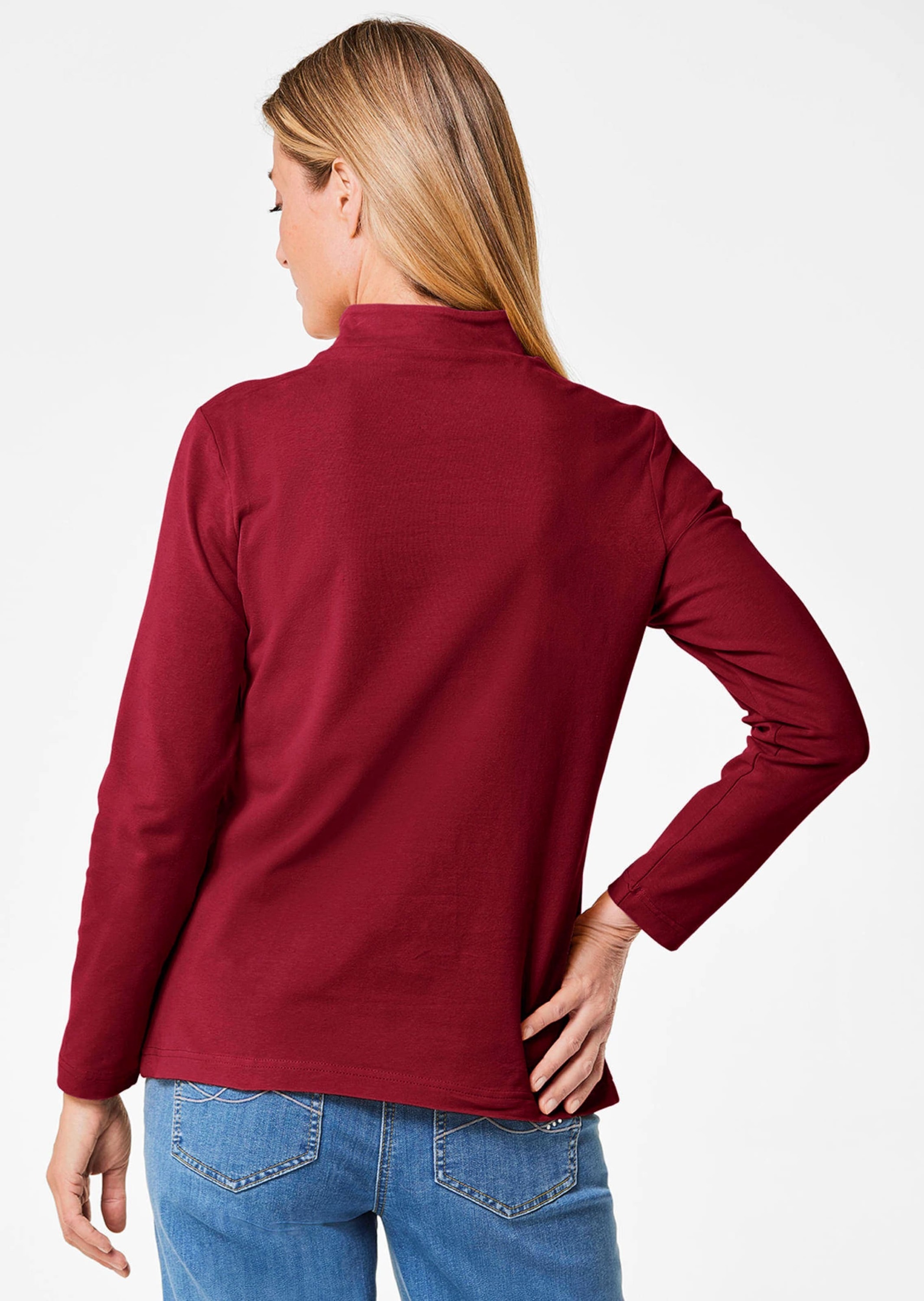GOLDNER Longpullover »Stehbundshirt Stehkragenshirt mit Langarm«