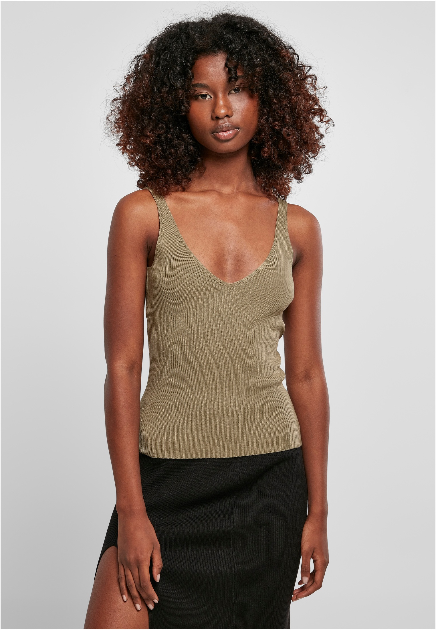 URBAN CLASSICS T-Shirt »Damen Ladies Rib Knit Top« (1 tlg.)