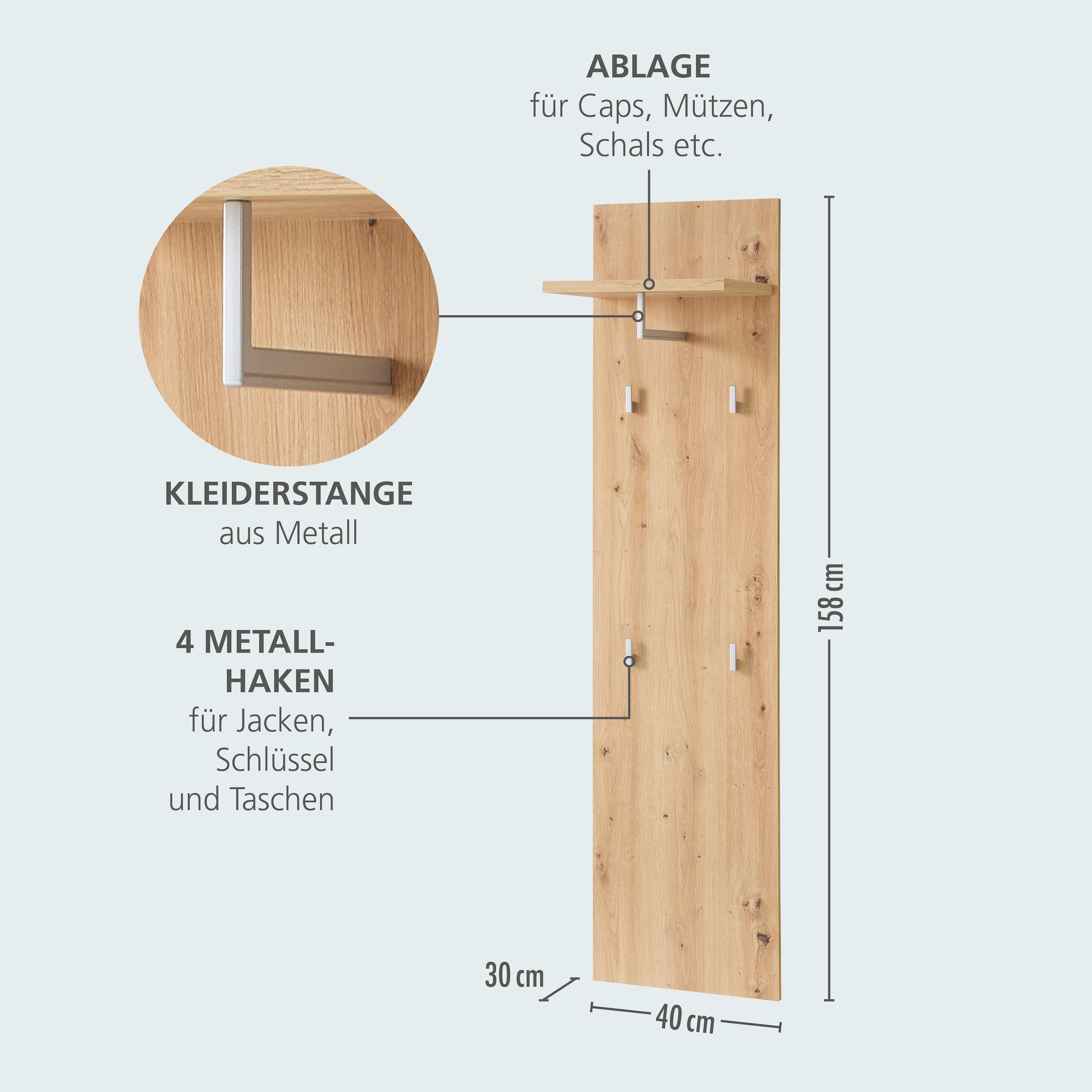 Innostyle Garderoben-Set »Bari Garderobenprogarmm, BxHxT 208x202x38 cm«, (Set, 3 St.), Besteht aus 3 Typen