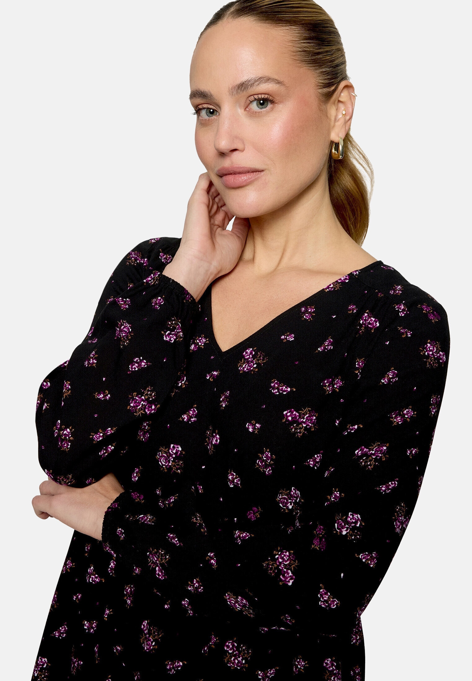 Zero Sommerkleid »Damen mit Blumen« drapiert / gerafft