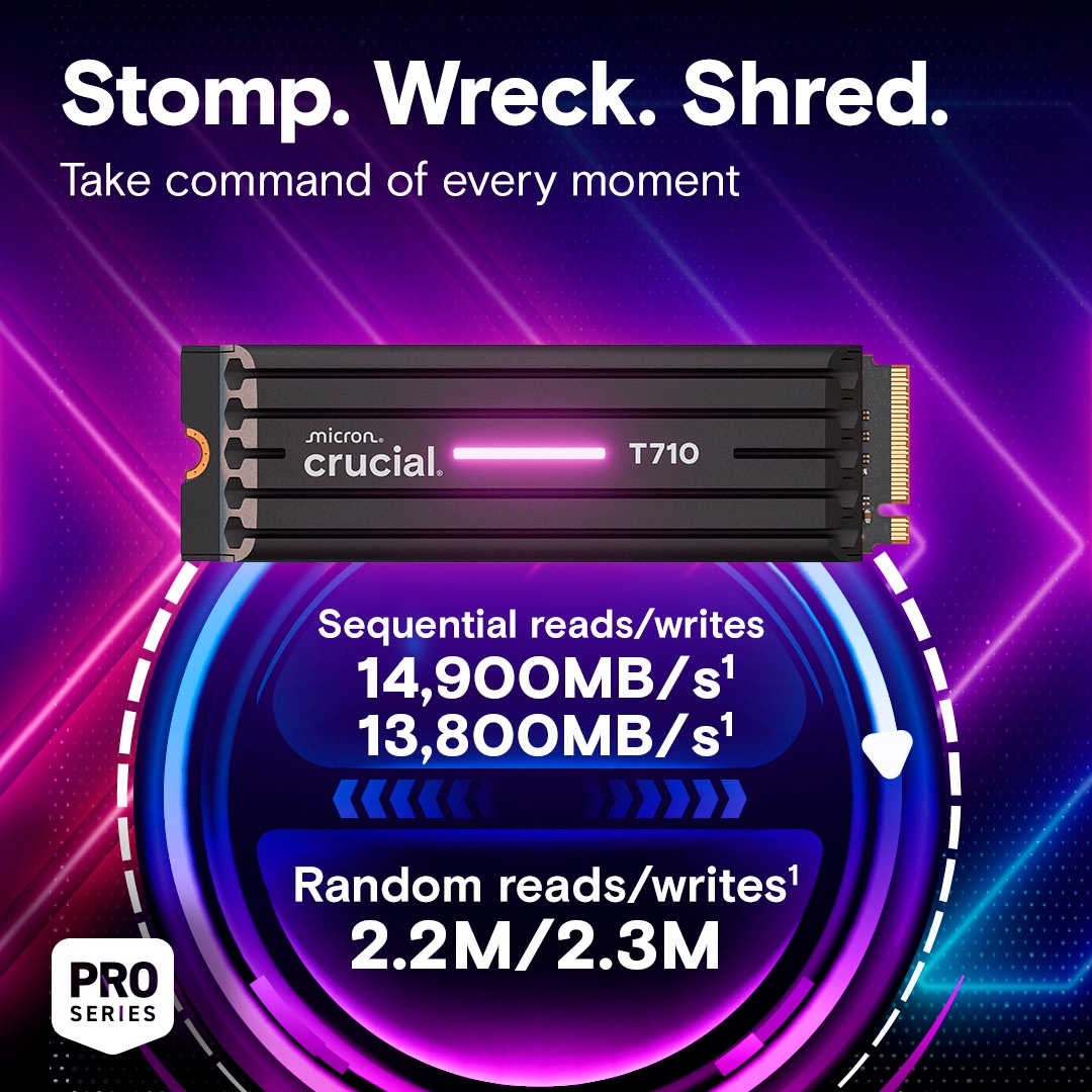 Crucial interne SSD »T710 1TB Heatsink« 1 TB Anschluss PCI Express 5.0 mit Heatsink