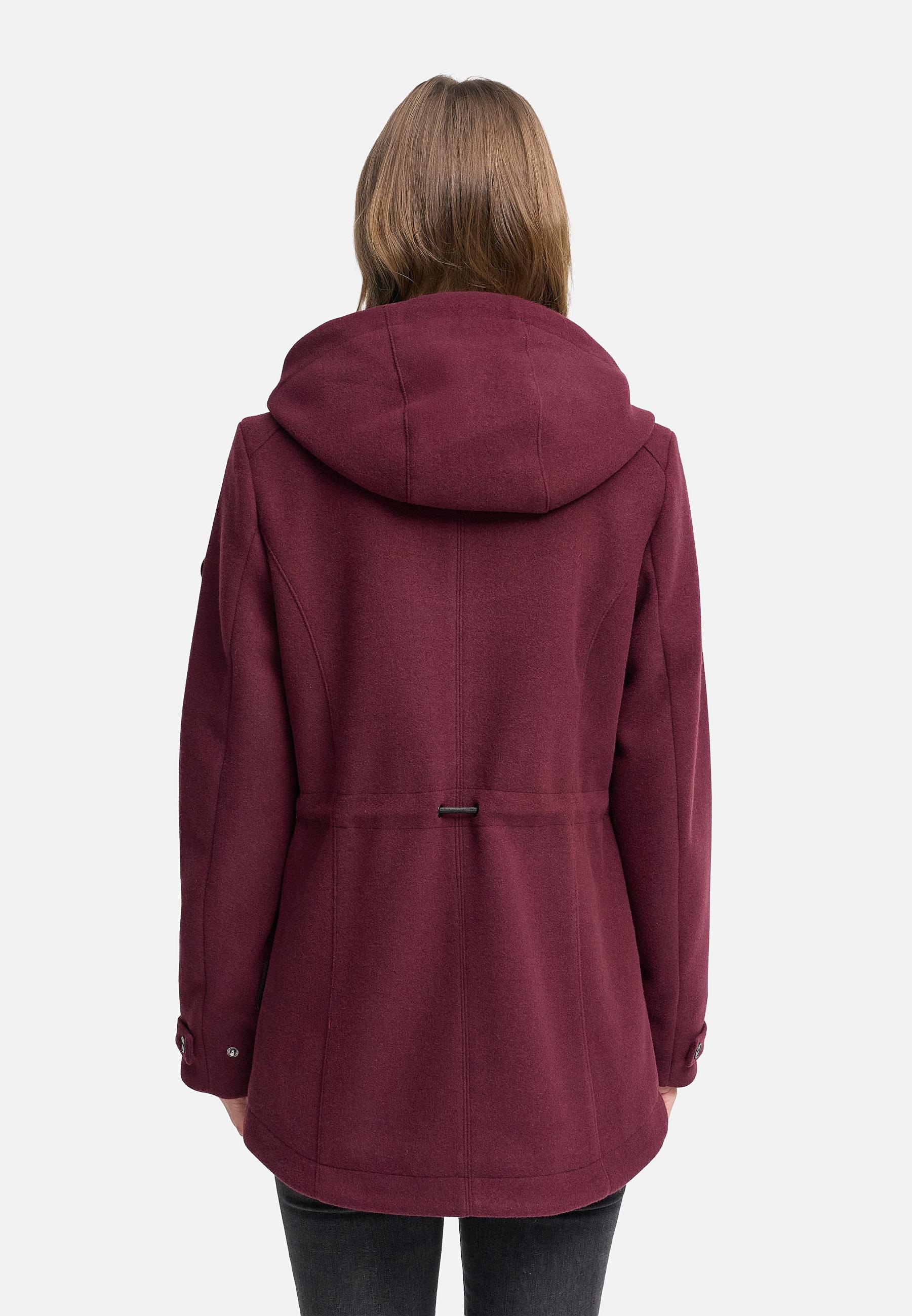 Thumbnail - Navahoo Kurzmantel "Lächelstern 14" Lange Damen Übergangsjacke in Wollmantel-Optik mit Kapuze