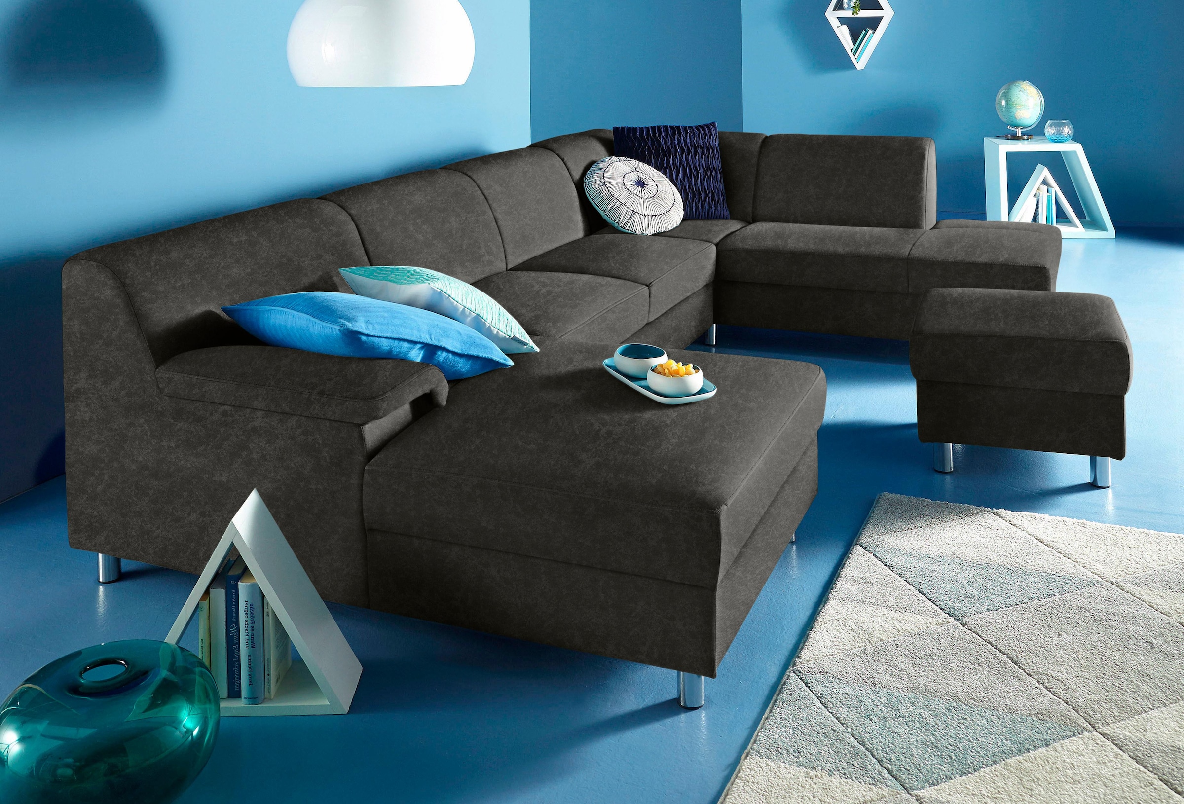 Home affaire Wohnlandschaft "Jamie, zeitloses Design, fester Sitzkomfort, v günstig online kaufen