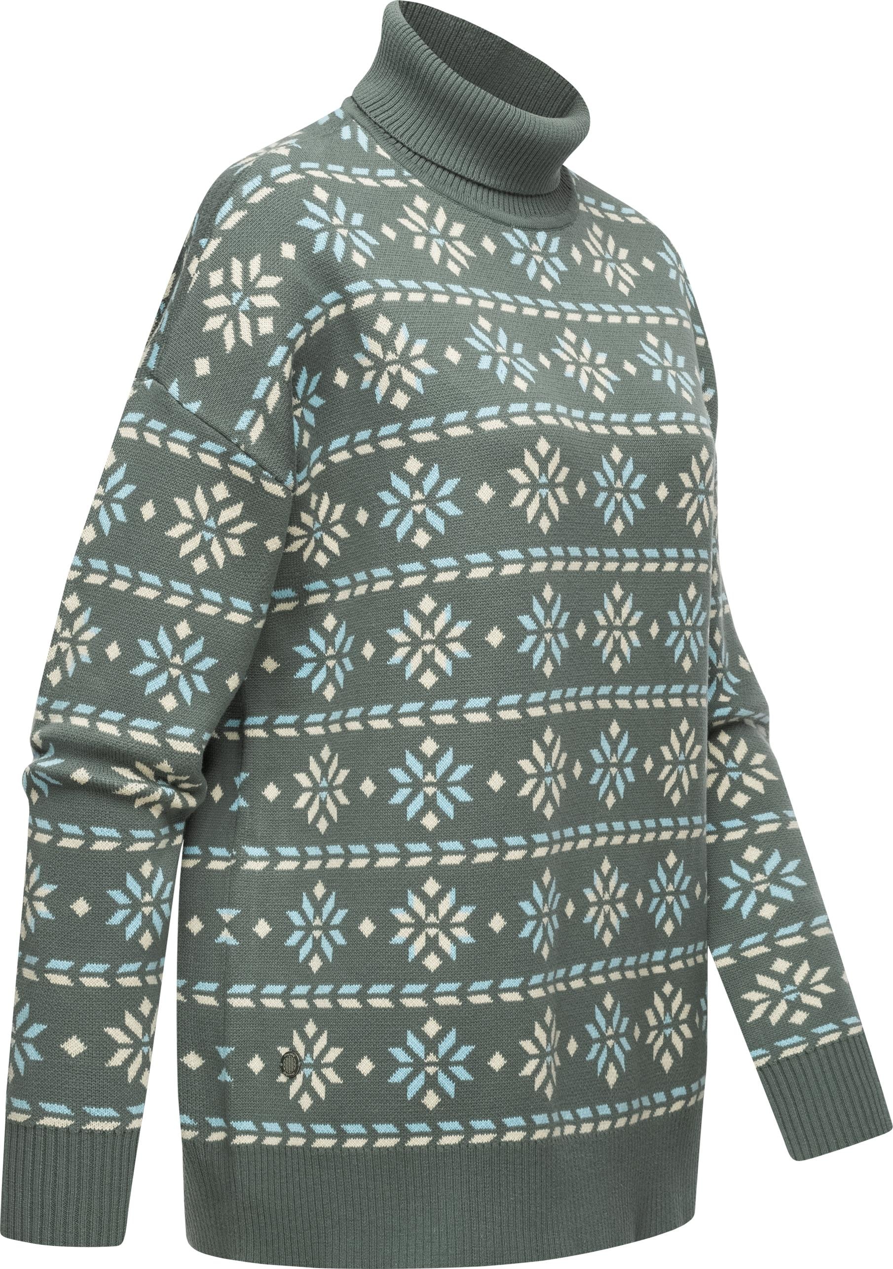 Ragwear Stehkragenpullover »Danika Organic«, Damen Pullover mit winterlichem Muster-Print