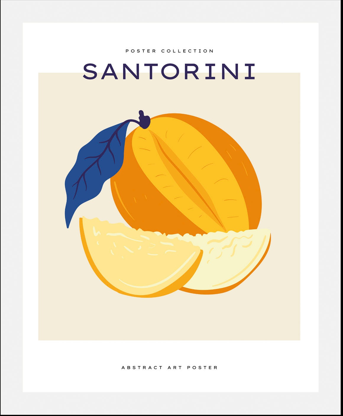 queence Bild »Santorini«, Obst-Obst Bilder-Kunst-Abstrakt-Essen-Lebensmittel-Figuren, (1 St.), HD Premium Poster-Druck inkl. Holzrahmen