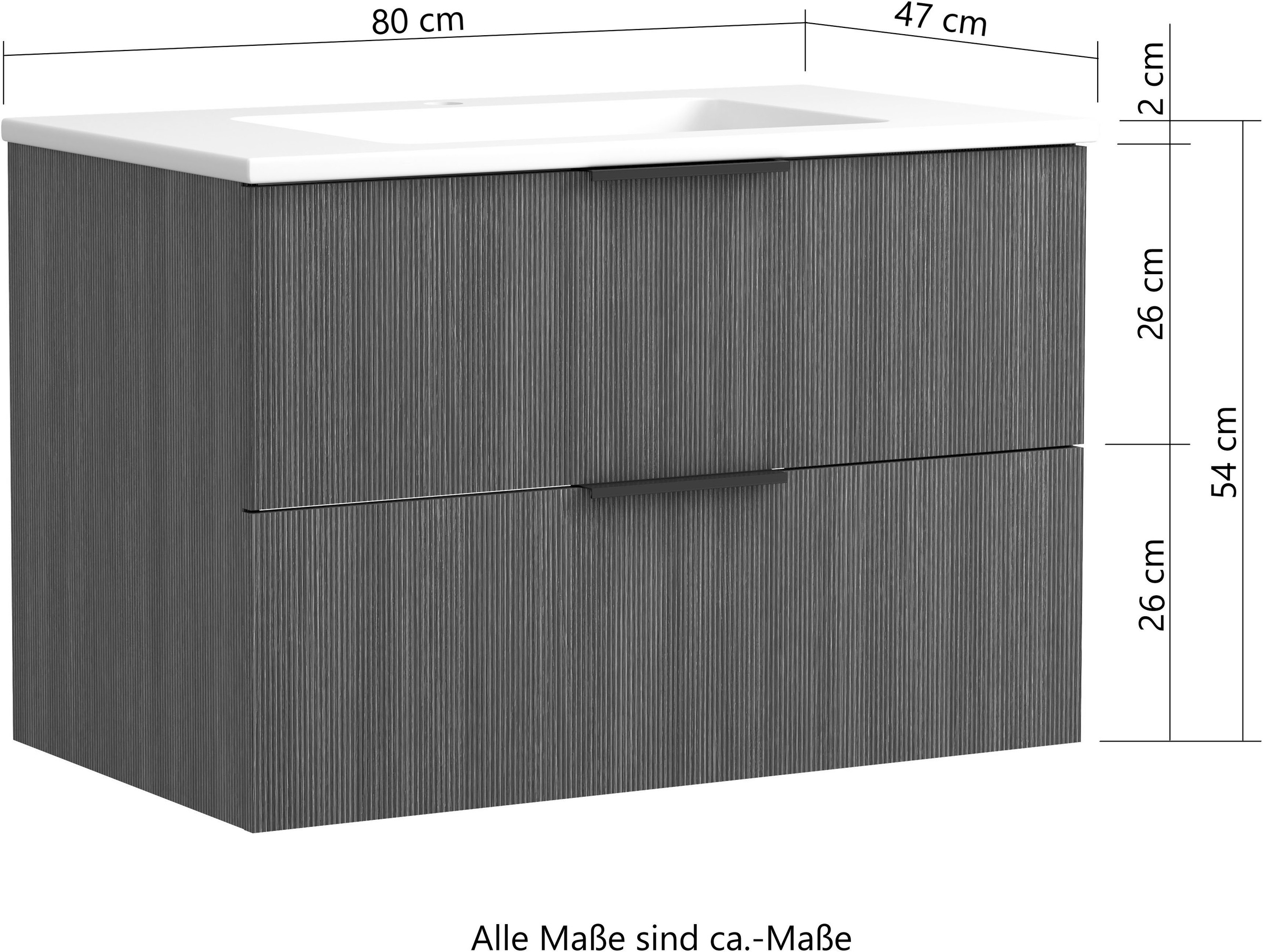 welltime Badmöbel-Set »Welltime, York Waschtisch-Set 80 cm, weißes oder schwarzes Becken«