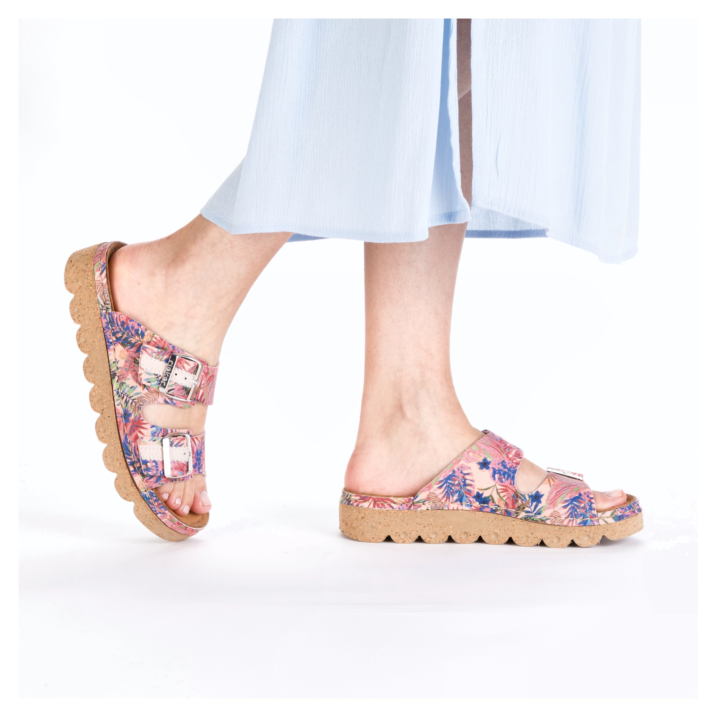 Rieker Pantolette, Sommerschuh, Schlappen, Hausschuh mit verstellbaren Schnallen