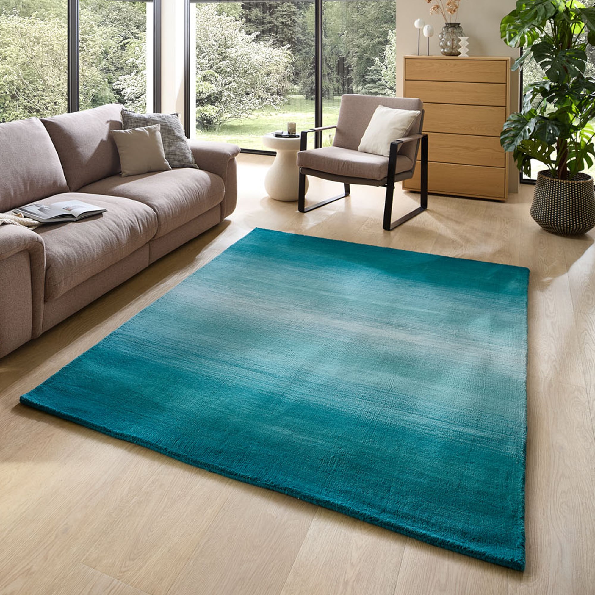 THEKO Wollteppich "Wool Comfort" rechteckig 15 mm Höhe Handweb Teppich, reine Wolle, handgewebt, brilliante Farben, Scandi