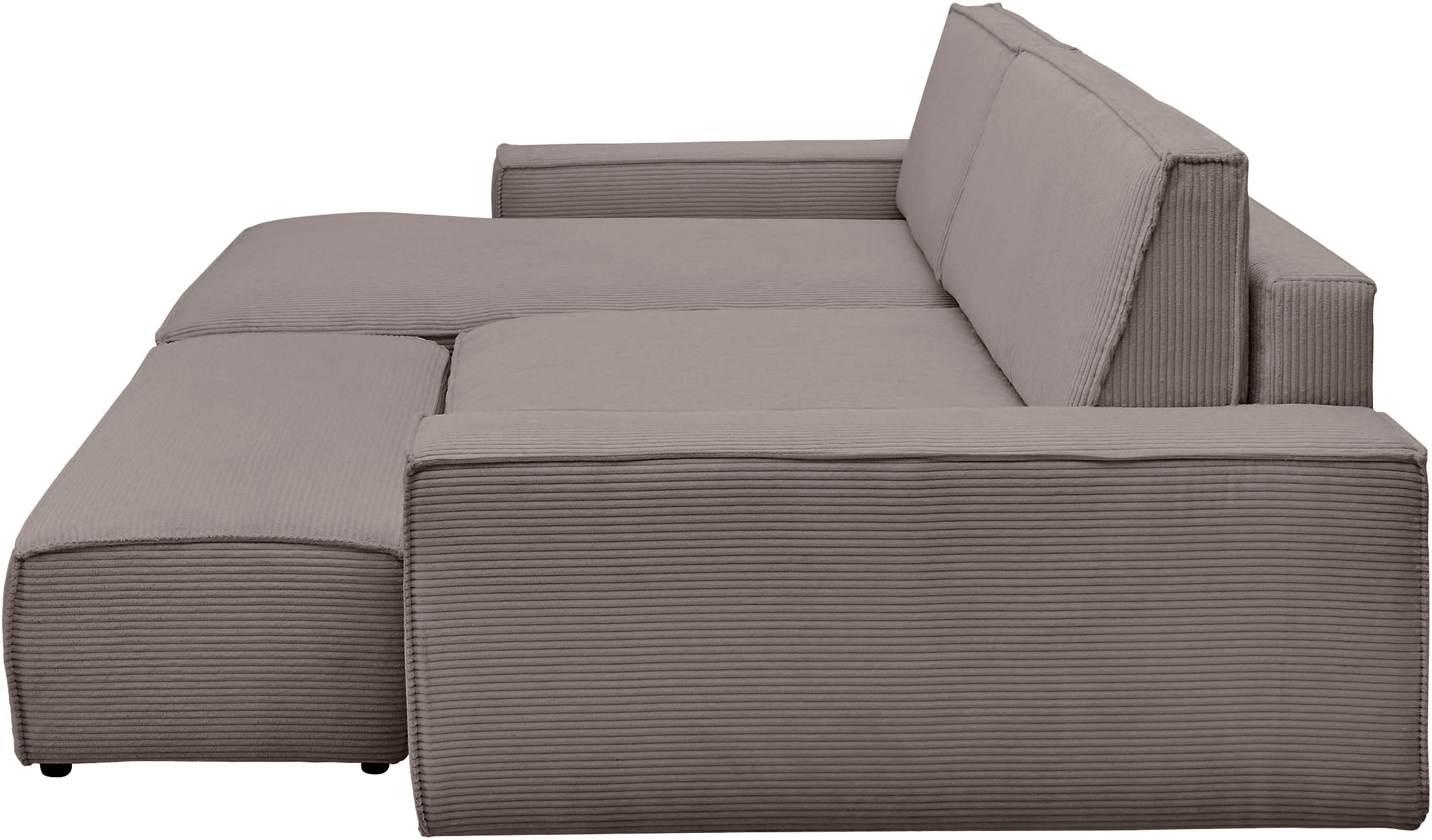 Home affaire Polsterecke »NEU: SHERWOOD XXL tief, L-Form mit Schlaffunktion, Big-Sofa mit Hocker«, (Set, 2 St.), stellbar zum Schlafsofa (Krokodilverbinder), Cord, Leinenoptik