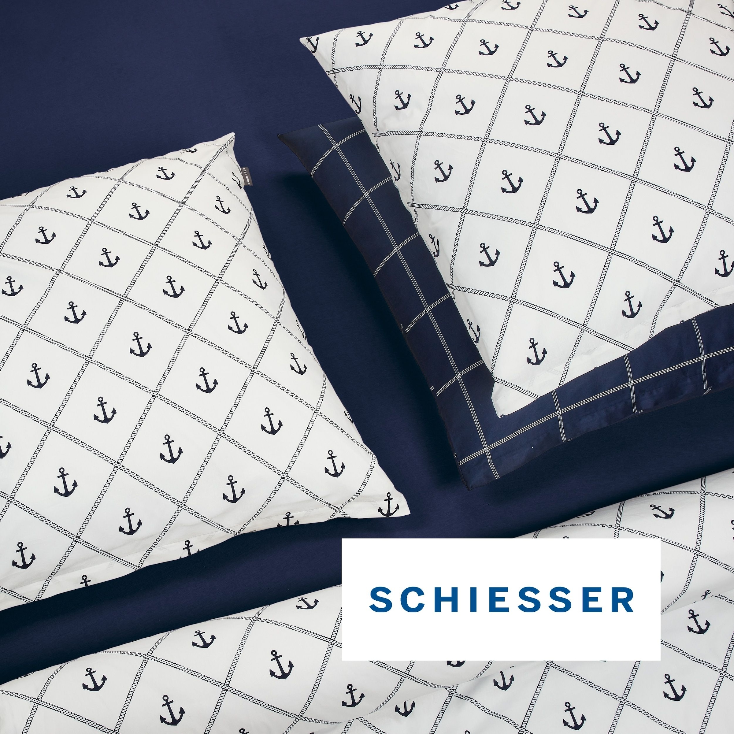 Schiesser Bettwäsche »Nola aus weicher Baumwolle in martitimem Look« 2 Stk. OEKO-TEX® MADE IN GREEN