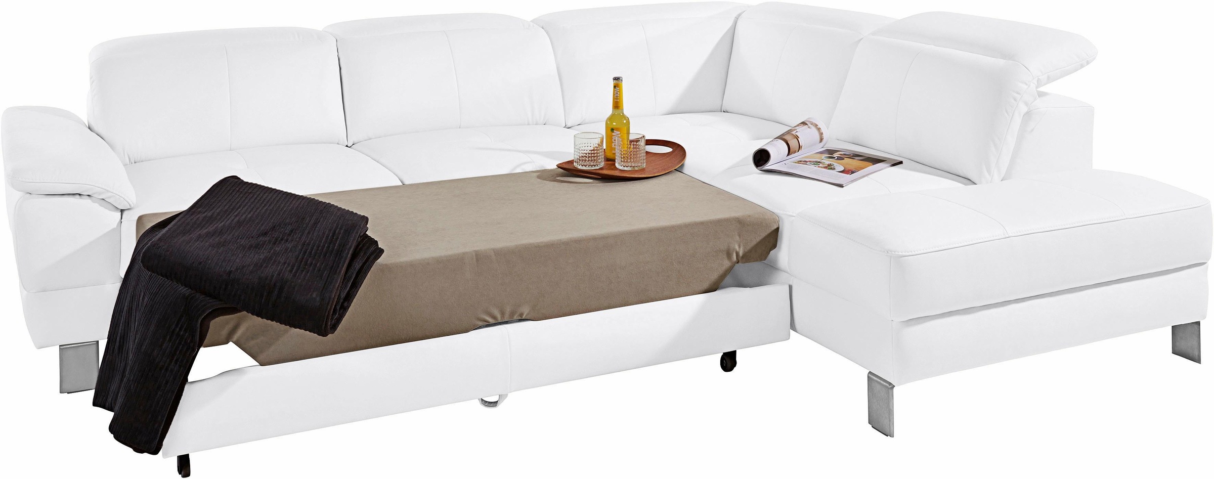 exxpo - sofa fashion Ecksofa »Mantua, L-Form«, mit Kopf- bzw. Rückenverstellung, Bettfunktion u. Bettkasten