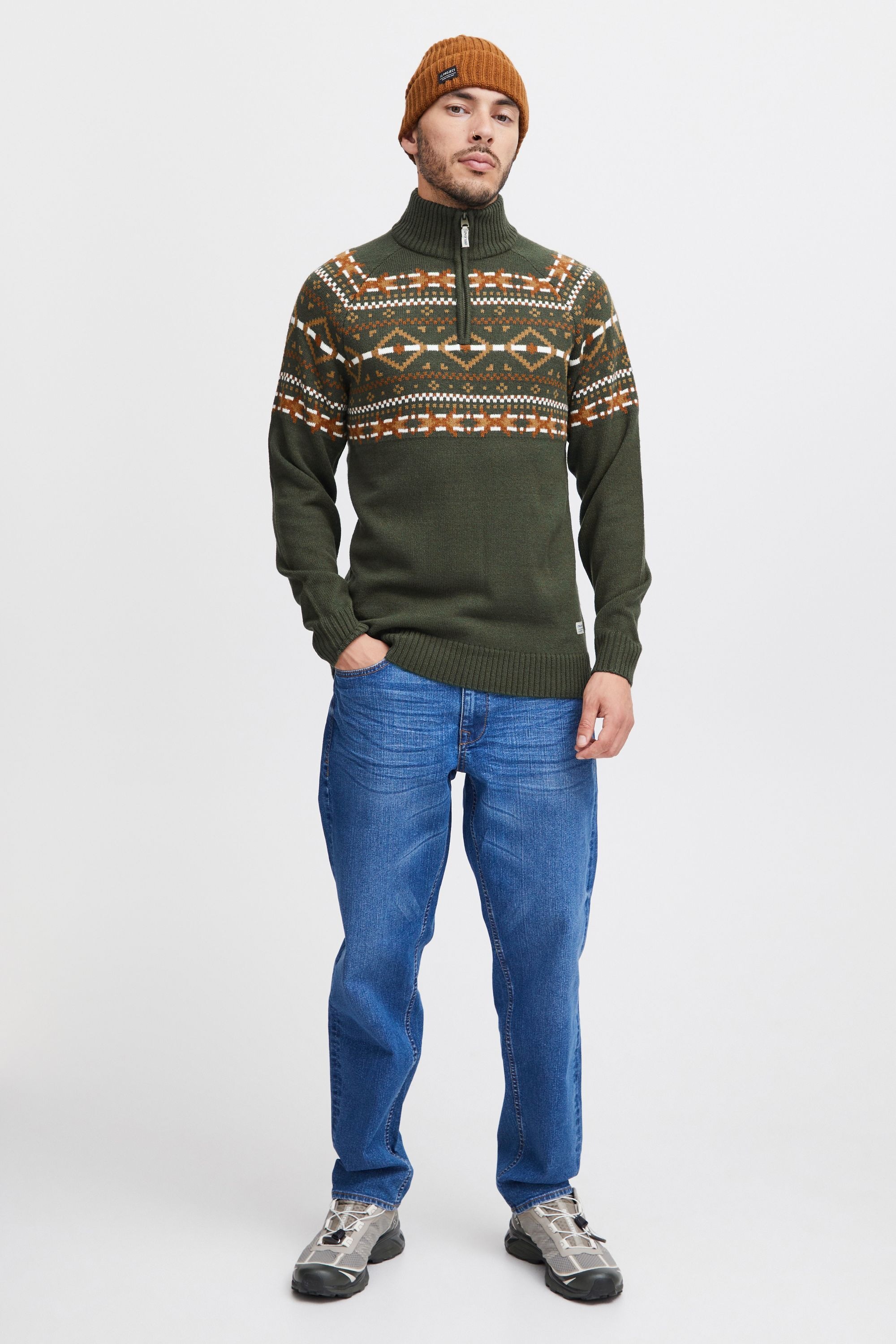 BLEND BHNilo Men's Deep Forest Chunky Knit Troyer XL 2