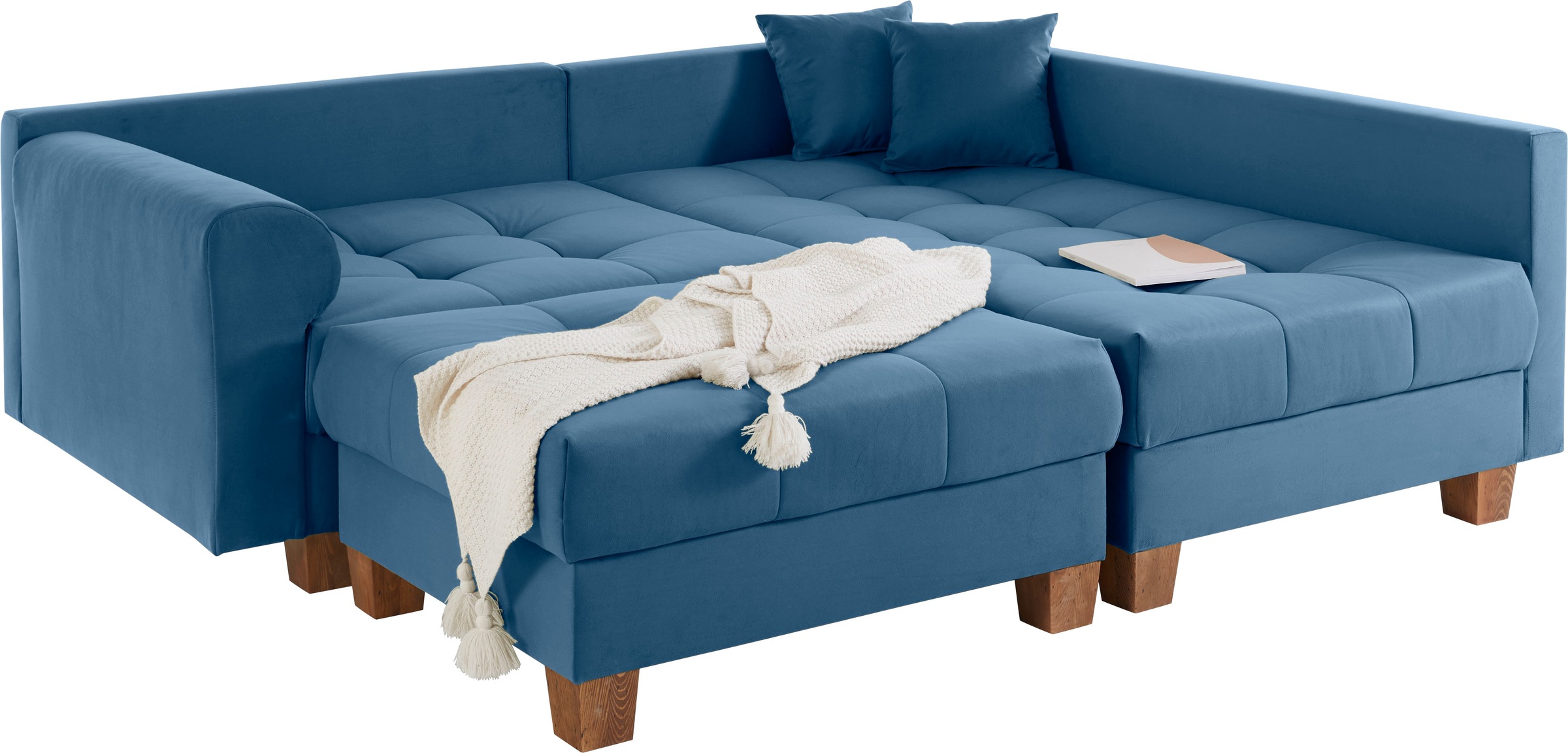 Home affaire Ecksofa »Rice L-Form inkl. Hocker«, (Set, mit Hocker), mit Bonnellfederkern, Hocker & Kissen, Ottomane beidseitig montierbar