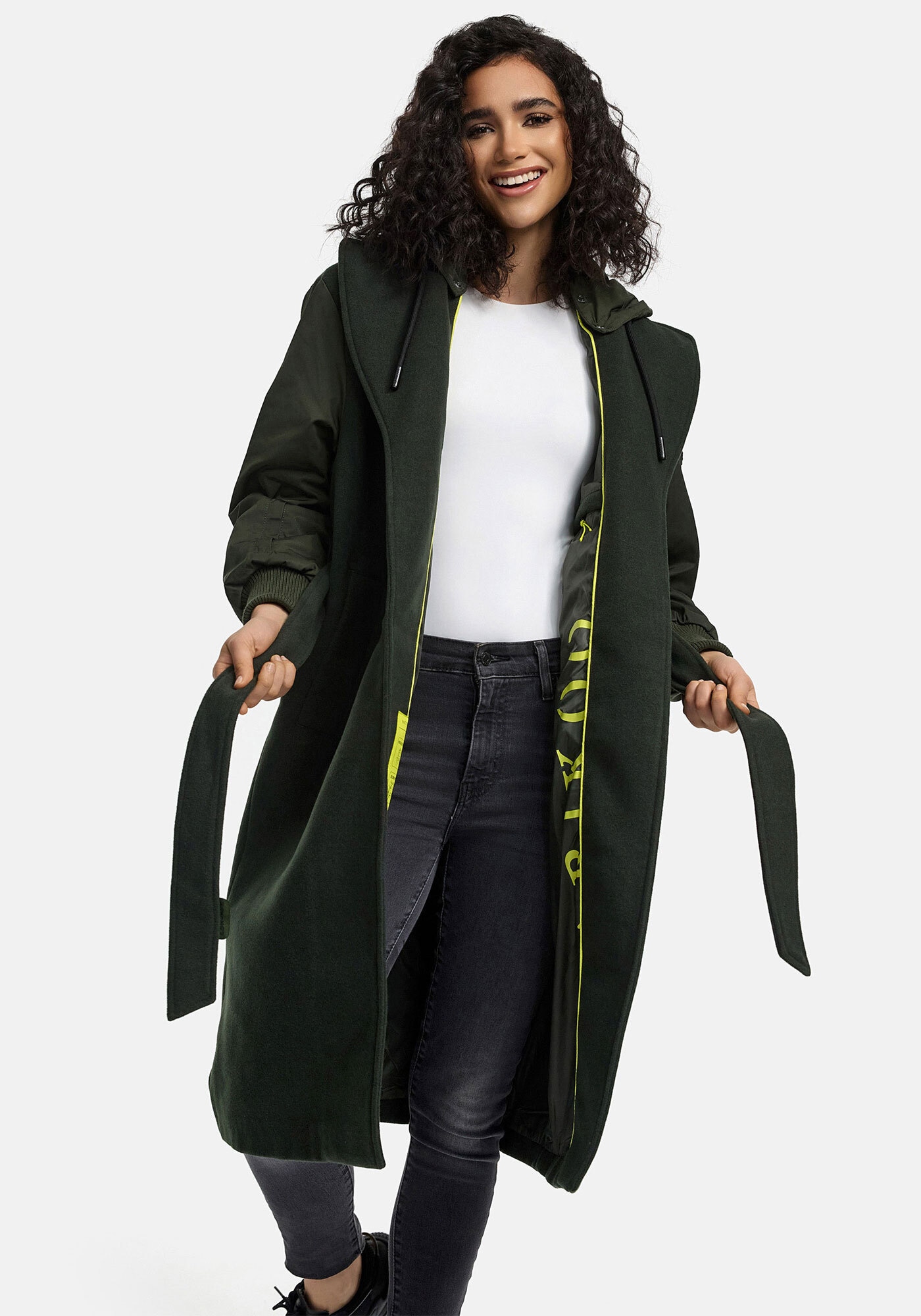 Marikoo Winterjacke »Tjadee«, Langer Wickelmantel