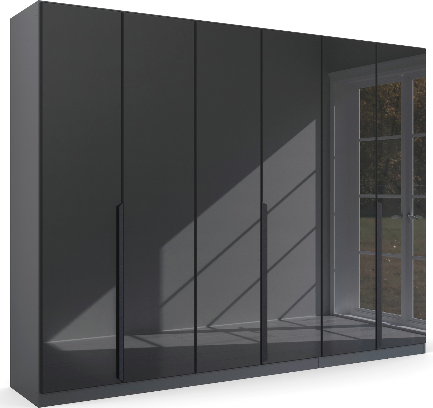 rauch Drehtürenschrank "Kleiderschrank Schrank Garderobe Ankleide MODERN BY QUADRA SPIN" Breiten: 181/226/271 cm, Höhe 210 cm, mit hochwertiger Glasfront und Stangengriff MADE IN GERMANY
