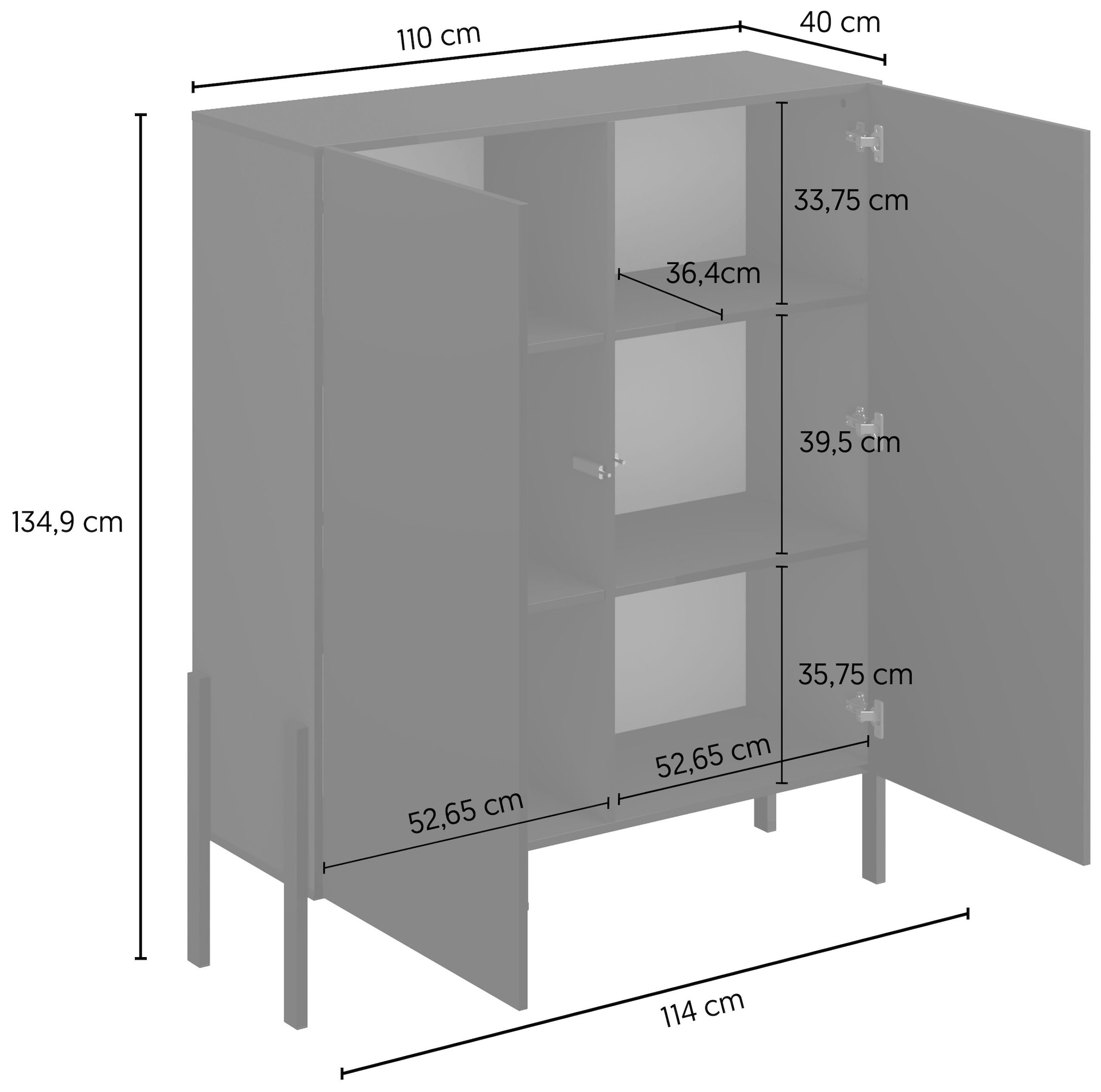 OTTO home Kommode »Jukon, Breite 110 cm, moderne grifflose Hochschrank, 2Türen« Highboard mit viel Stauraum, push-to-open-Funktion