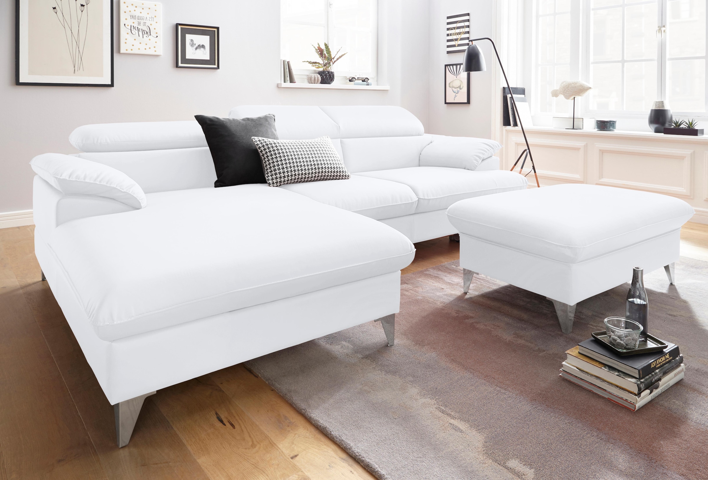 COTTA Ecksofa »Caluso L-Form«, mit Kopfteilverstellung, wahlweise mit Bettfunktion & Bettkasten