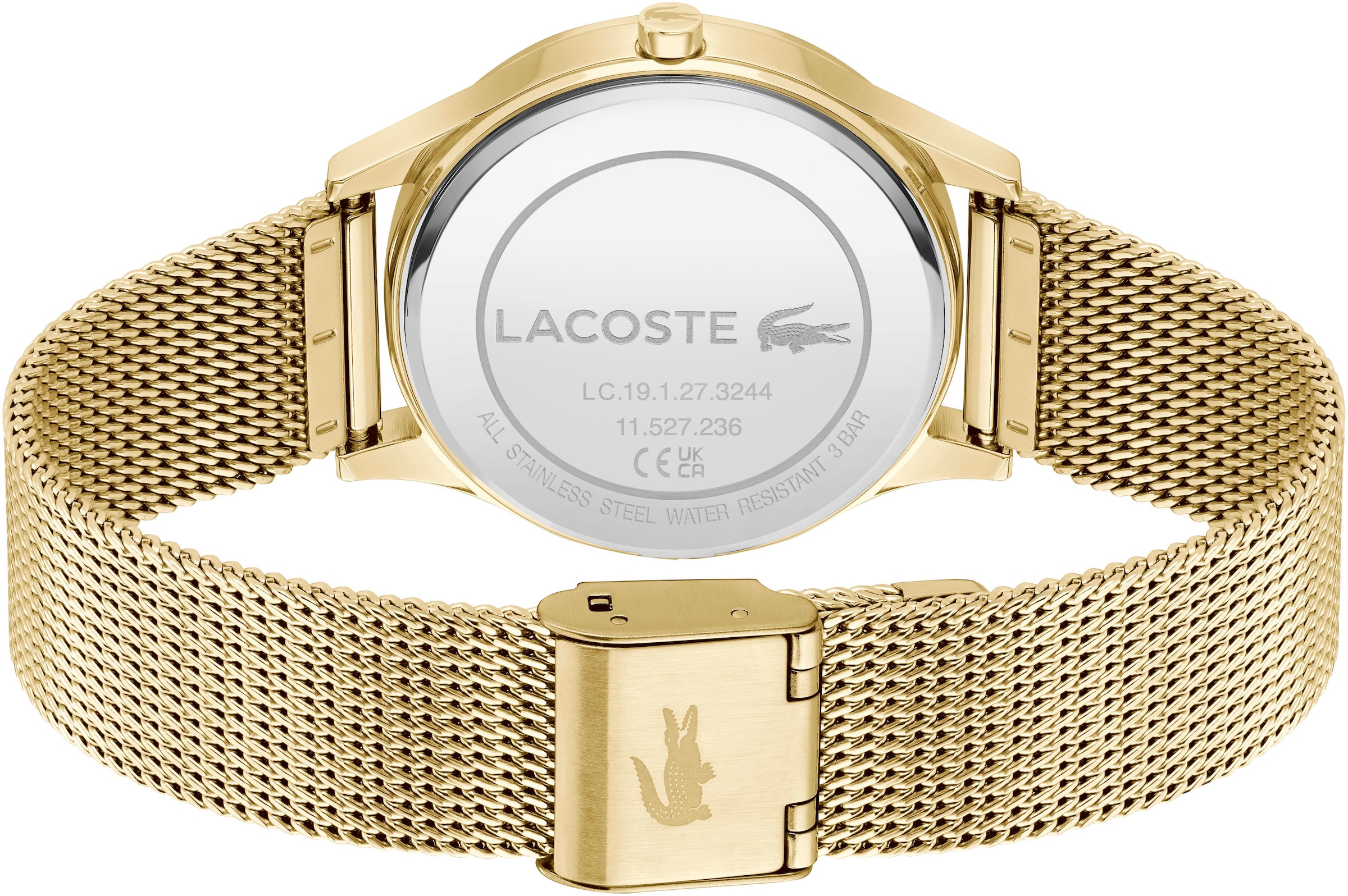 Lacoste Quarzuhr »CROCODELLE«, Armbanduhr, Damenuhr, Edelstahlarmband, analog