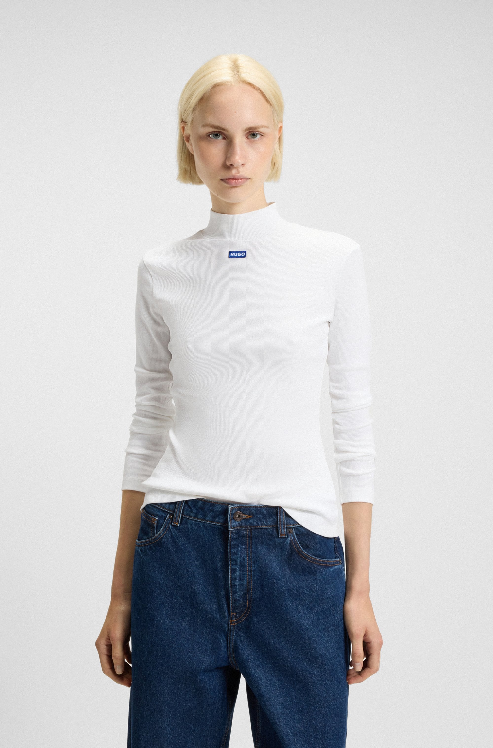 HUGO Longsleeve "Easy Longsleeve" mit Stehkragen
