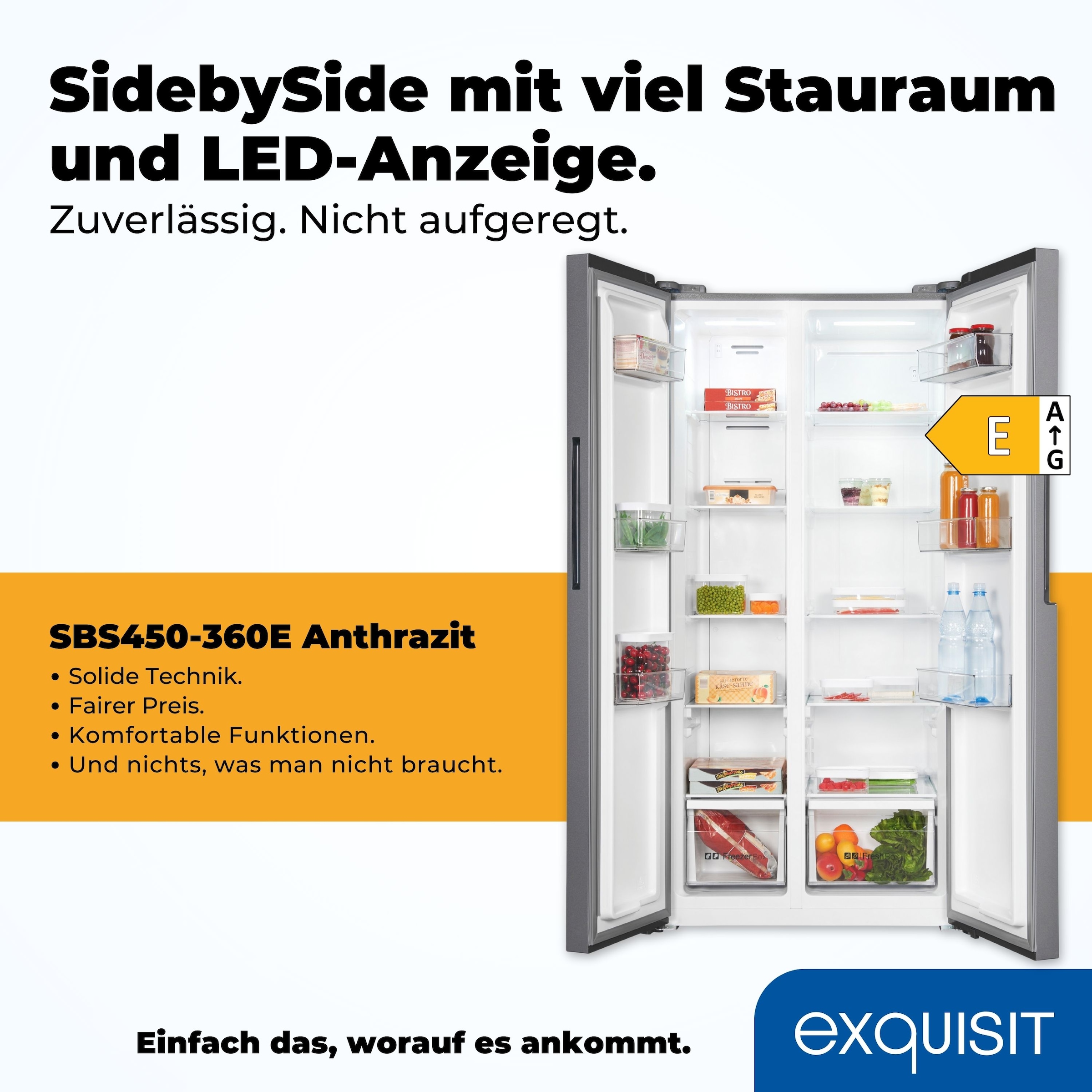 exquisit Side-by-Side »SBS450-360E anthrazit«