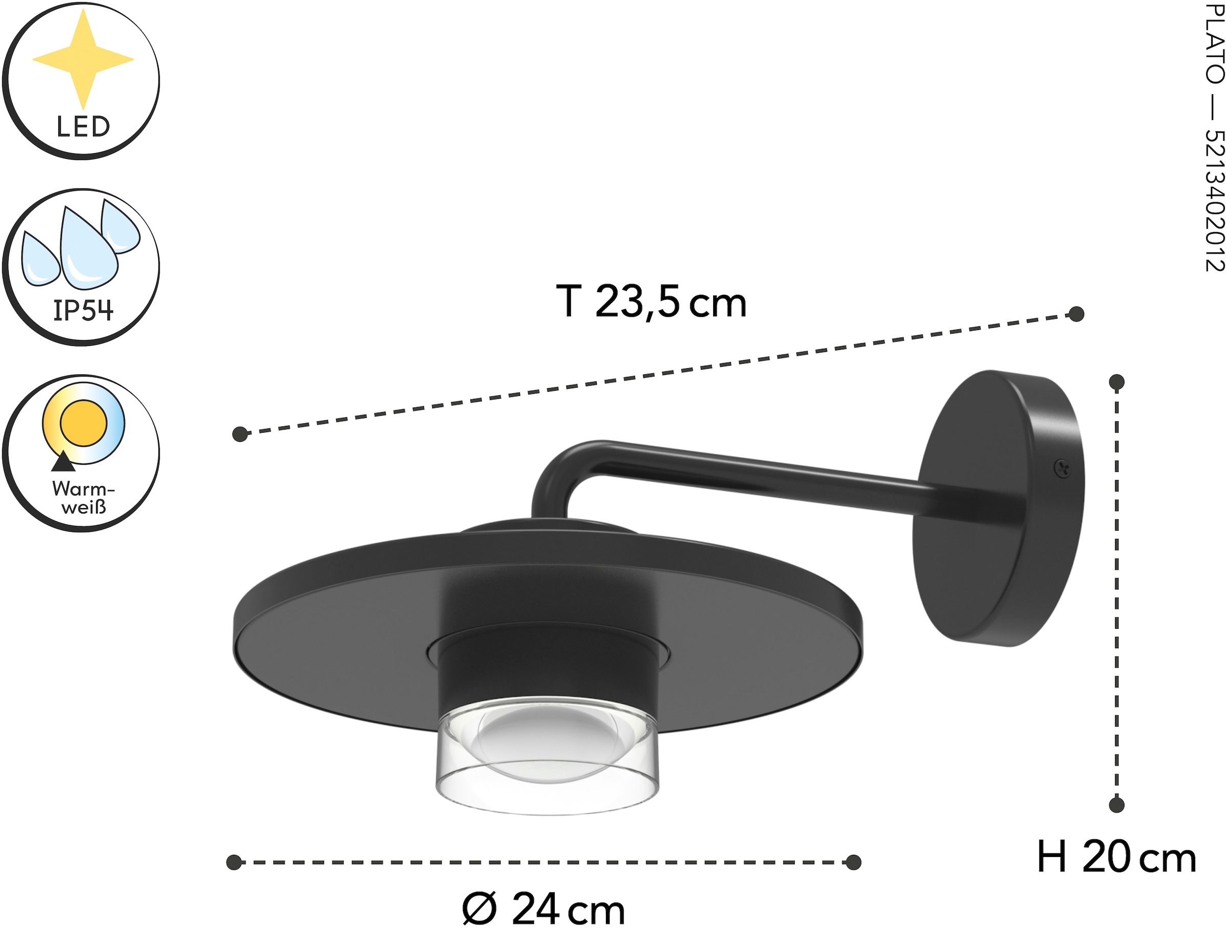 LUTEC LED Außen-Wandleuchte »LED-Aussenwandleuchte PLATO, schwarz matt«, 1 flammig, Leuchtmittel LED-Board | LED fest integriert, Design-Award