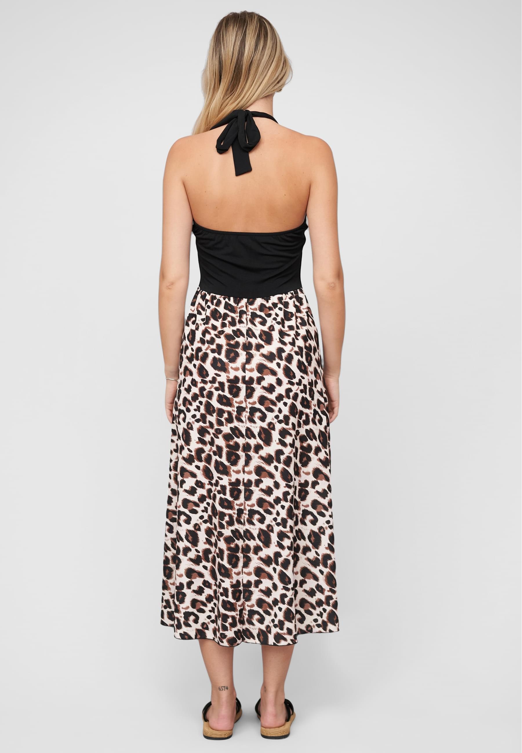 CLOUD 5IVE Shirtkleid »CLOUD 5IVE Maxi Neckholder-Dress with leo print«, (1 tlg.)