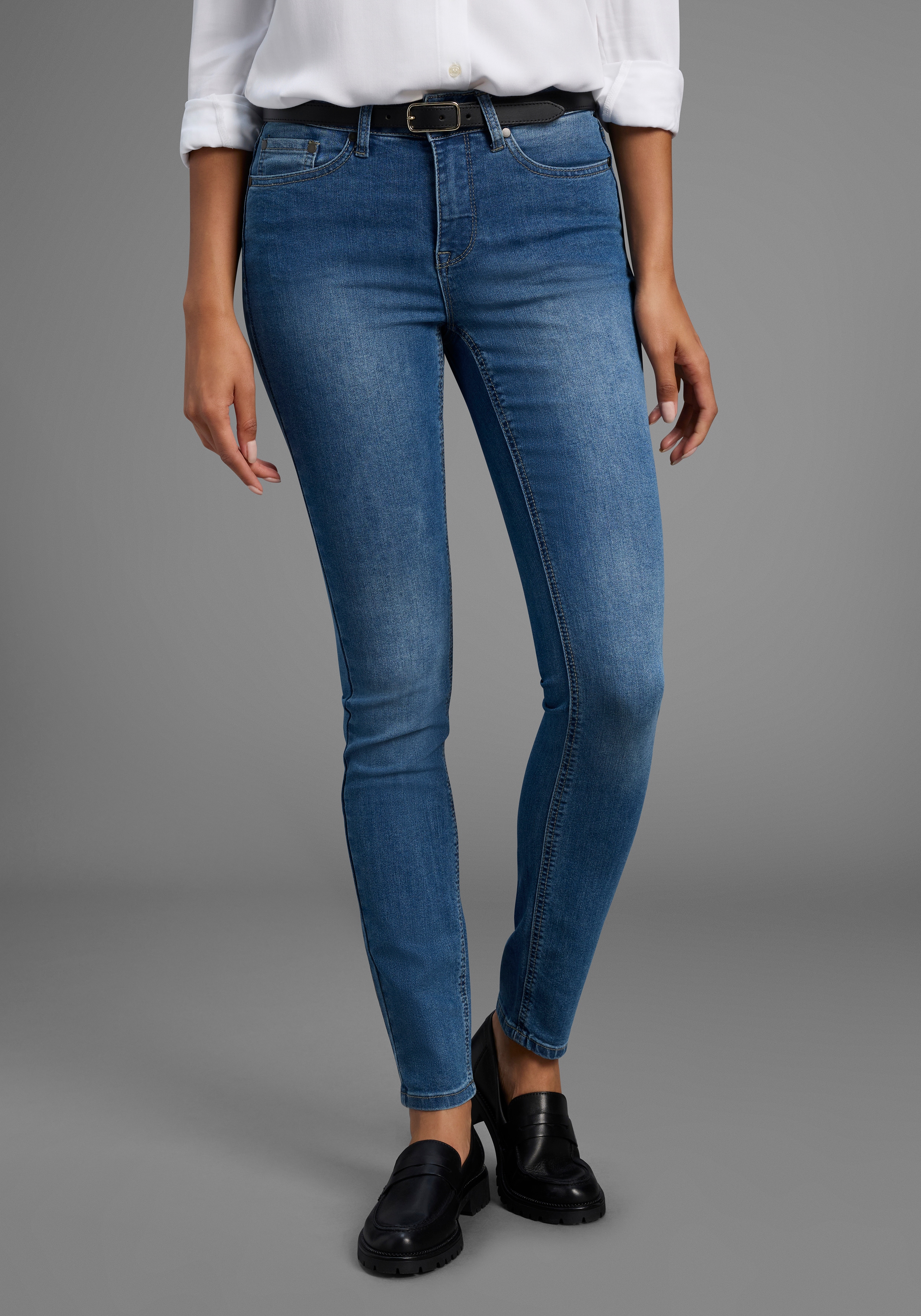 Arizona "Shaping" enge Passform, Röhrenjeans, Used-Look-Waschung, hohe Leibhöhe