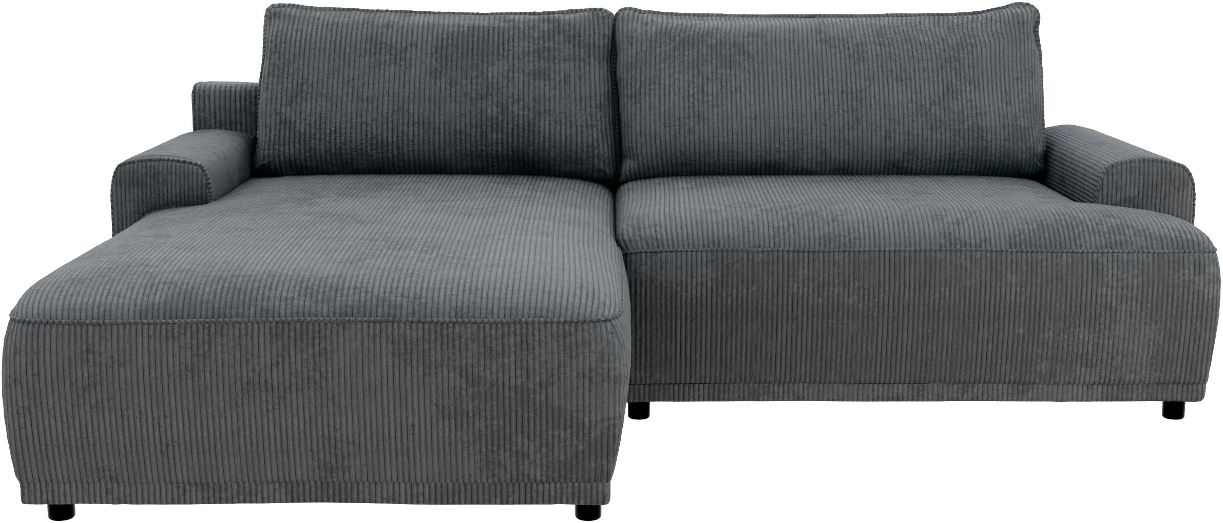 TRENDMANUFAKTUR Ecksofa »Fordon, Schlafsofa mit Bettkasten, Couch in L-Form, Breite 250 cm«, in Cordstoff HYPER, dunkelgrau, Recamiere links