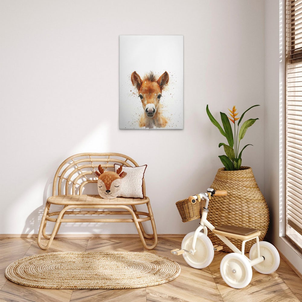 A.S. Création Leinwandbild "Foal - Wandbild Weiß Braun Beige Keilrahmen Kun günstig online kaufen