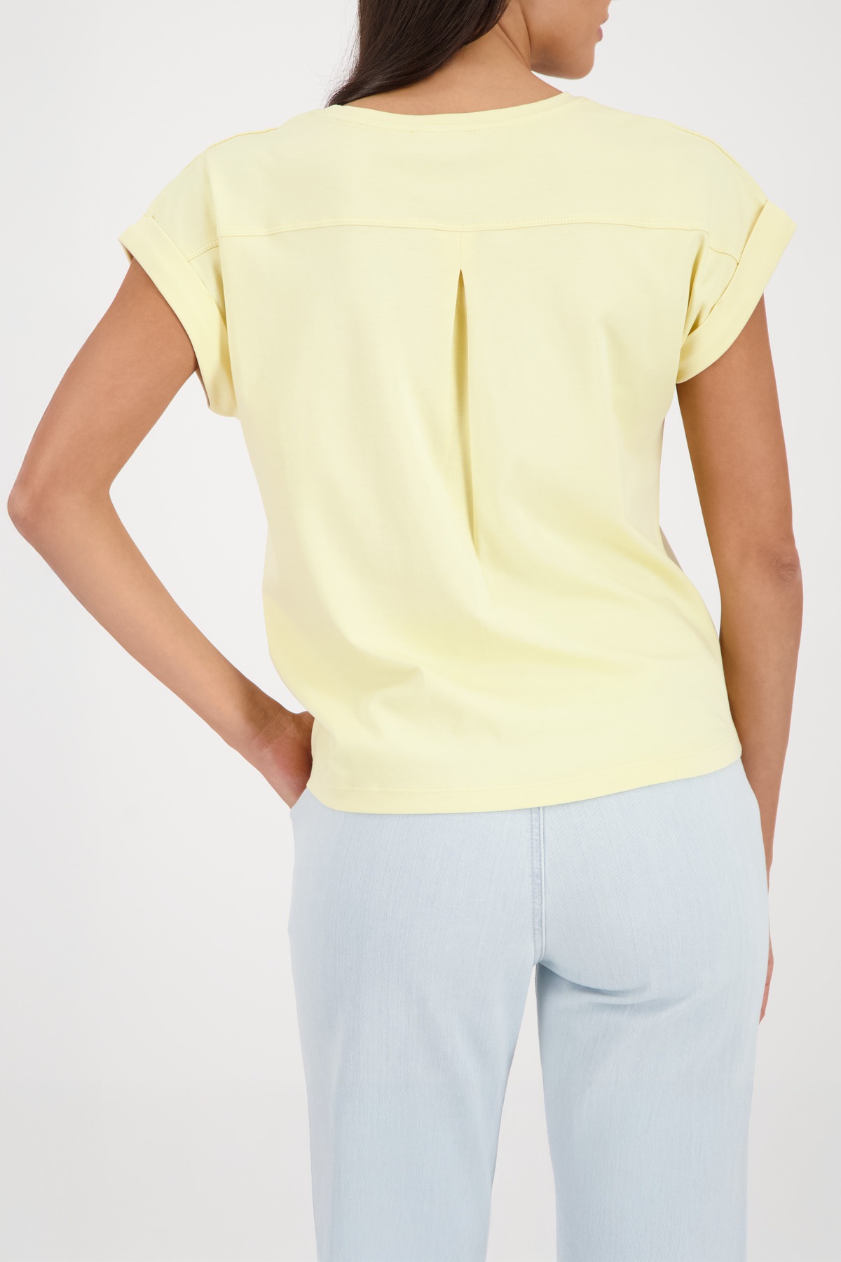 Thumbnail - Monari T-Shirt "Pima uni" Rundhalsausschnitt, reine Baumwolle, Kurzarm mit Aufschlag