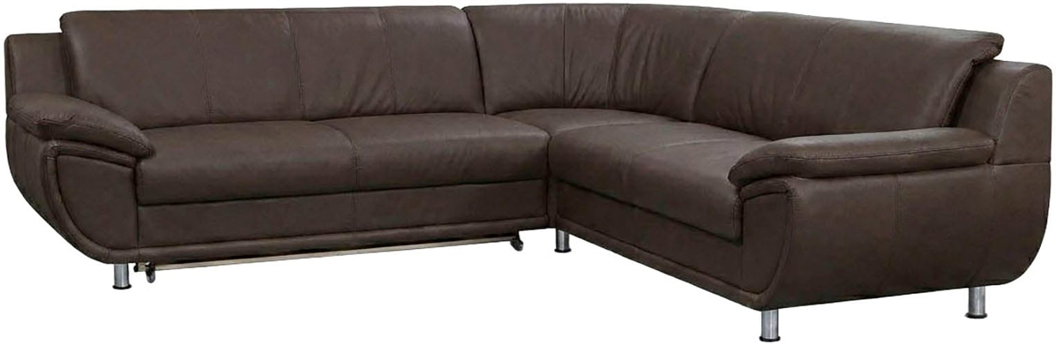 TRENDMANUFAKTUR Ecksofa "Rondo wahlweise mit Schlaffunktion, bequeme Armlehnen" L-Form, wahlw.mit Federkern, Füße chromfarben, Unser Dauertiefpreis
