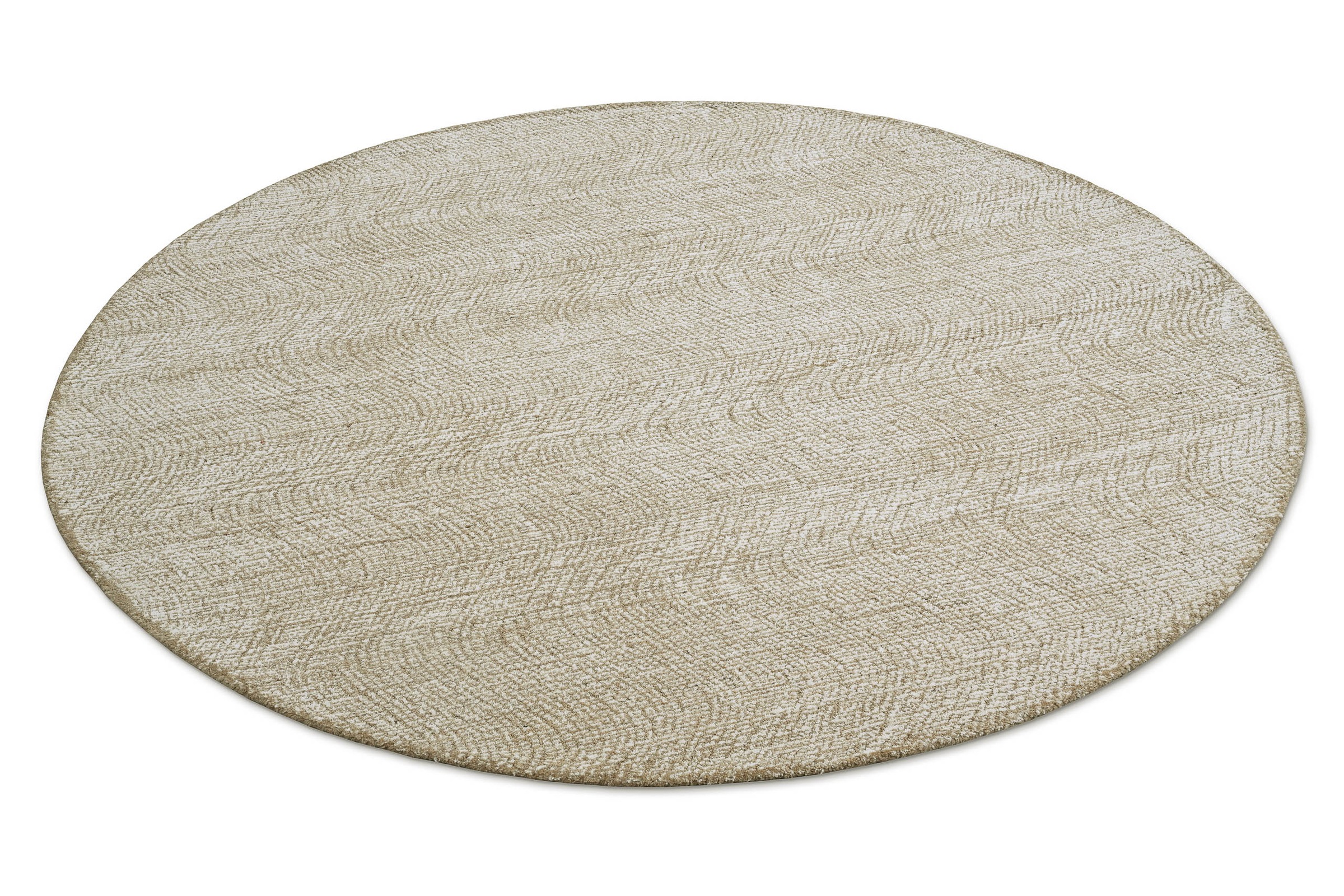 Wecon home Wollteppich »Hamptons THIRTEEN«, rund, 10 mm Höhe, Schurwolle, Kurzflor, Wohnzimmer, Schlafzimmer, elegant, Wellen-Design