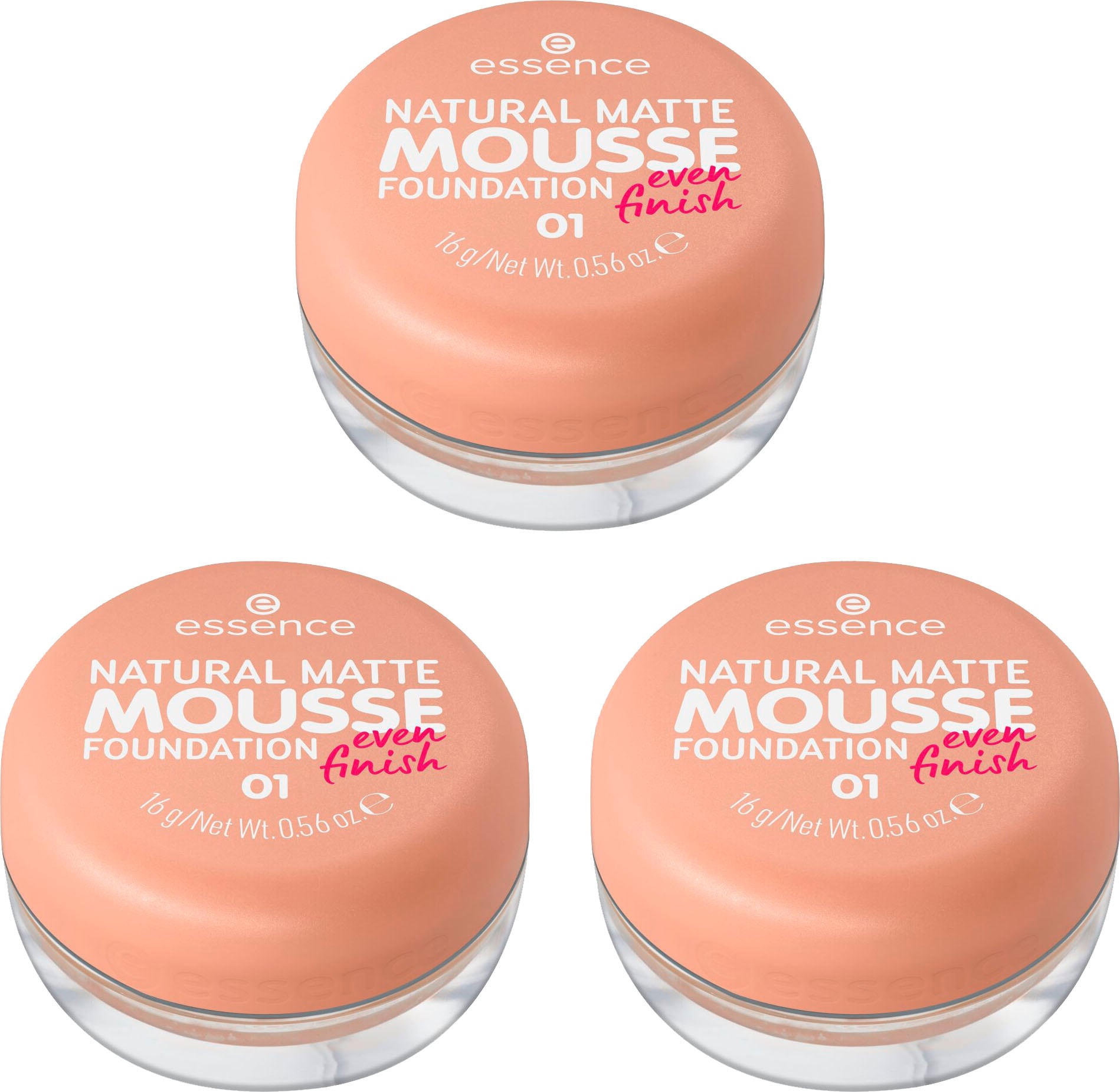 Foundation »NATURAL MATTE MOUSSE FOUNDATION«, (3er Pack), mit Clean-Beauty-Textur