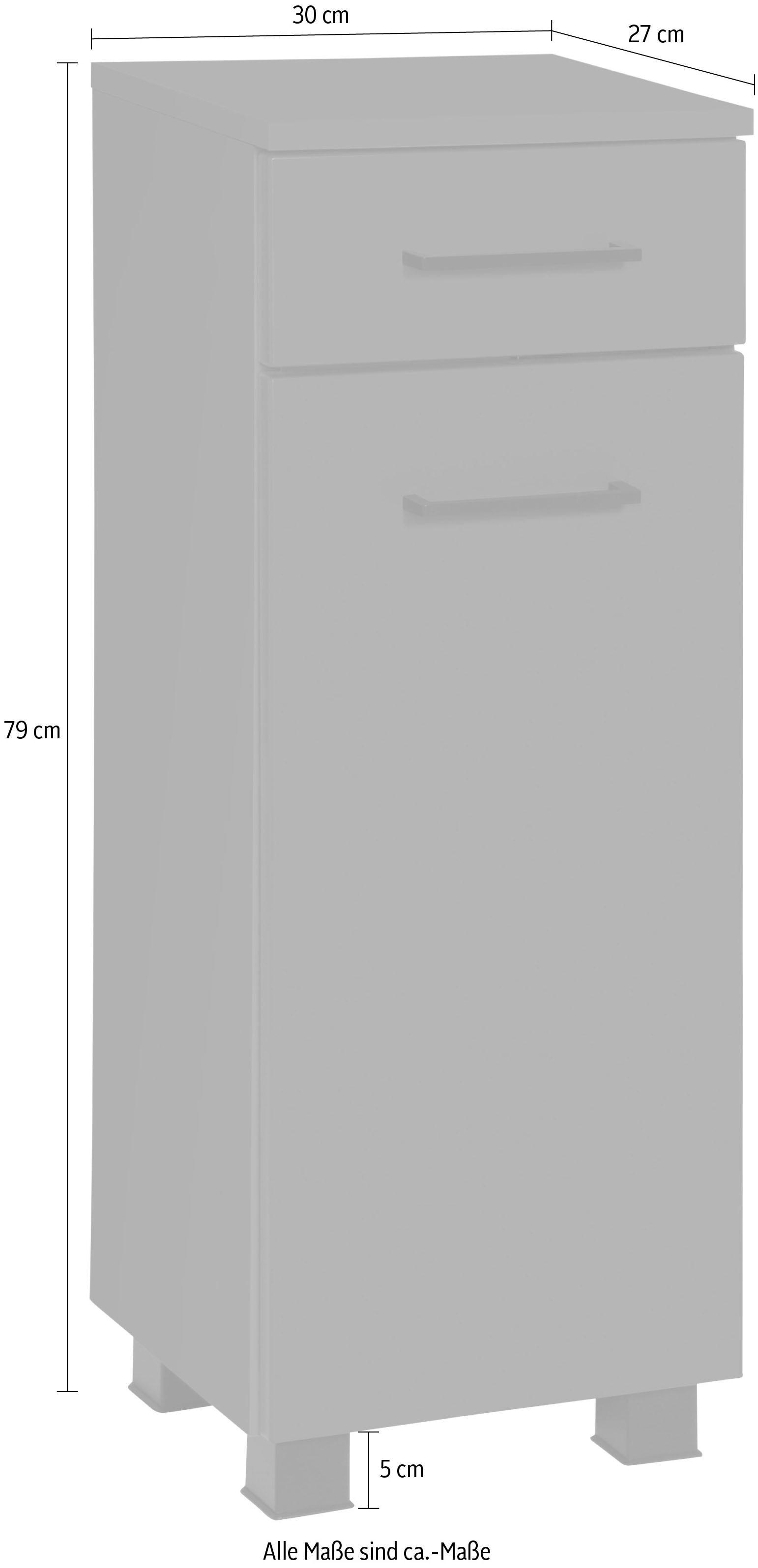 HELD MÖBEL Unterschrank »Trento, verschiedene Ausführungen und Farben«, Badmöbel, Breite 30 cm, mit 1 Tür und 1 Schubkasten