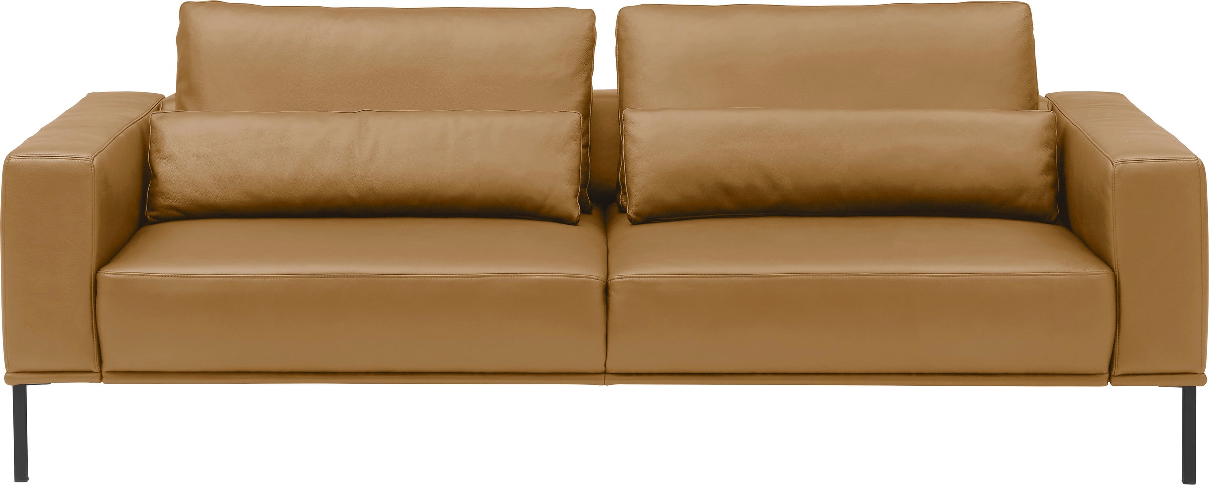 3-Sitzer MUSTERRING "JustBPM100, 242 cm breit, aus hochwertigem Leder", curcuma, B:242cm H:88cm T:107cm, 100% Leder, Sofas, XL-Sofa, wahlweise mit Nierenkissen und mot. Sitzauszug, Fuß schwarz 10