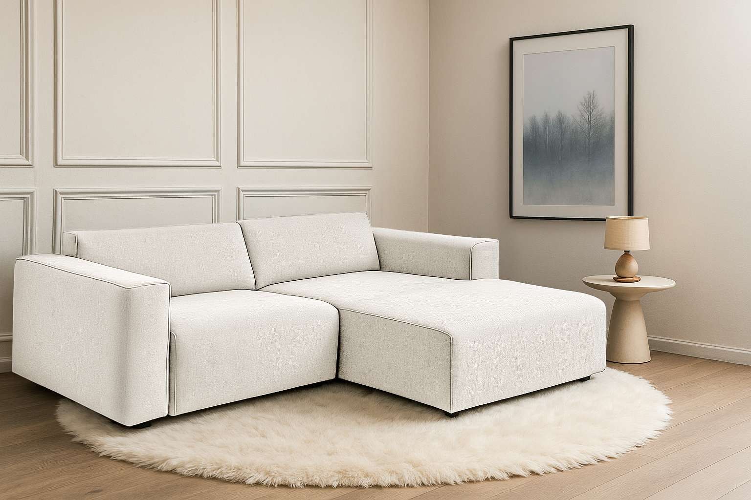 Home affaire Ecksofa "Noord mit Kedernaht, Breite 234 cm, L-Form" Cord, Struktur, Webstoff, mit Wellenunterfederung, Massivholzrahmen