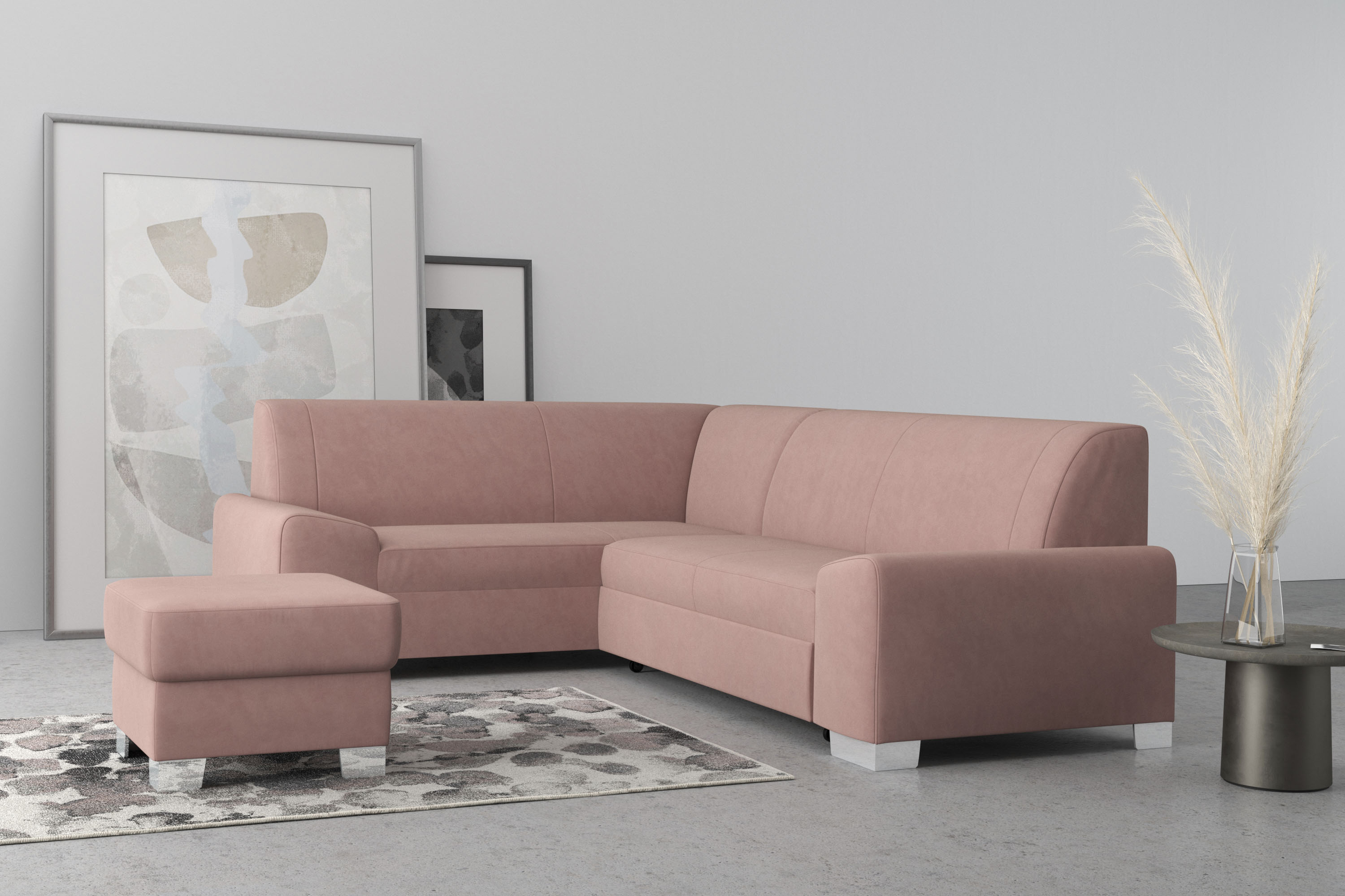 Thumbnail - DOMO collection Ecksofa "Anzio in kubischer Formensprache, flache Armlehnen, L-Form" Wahlweise mit Bettfunktion und Fede...