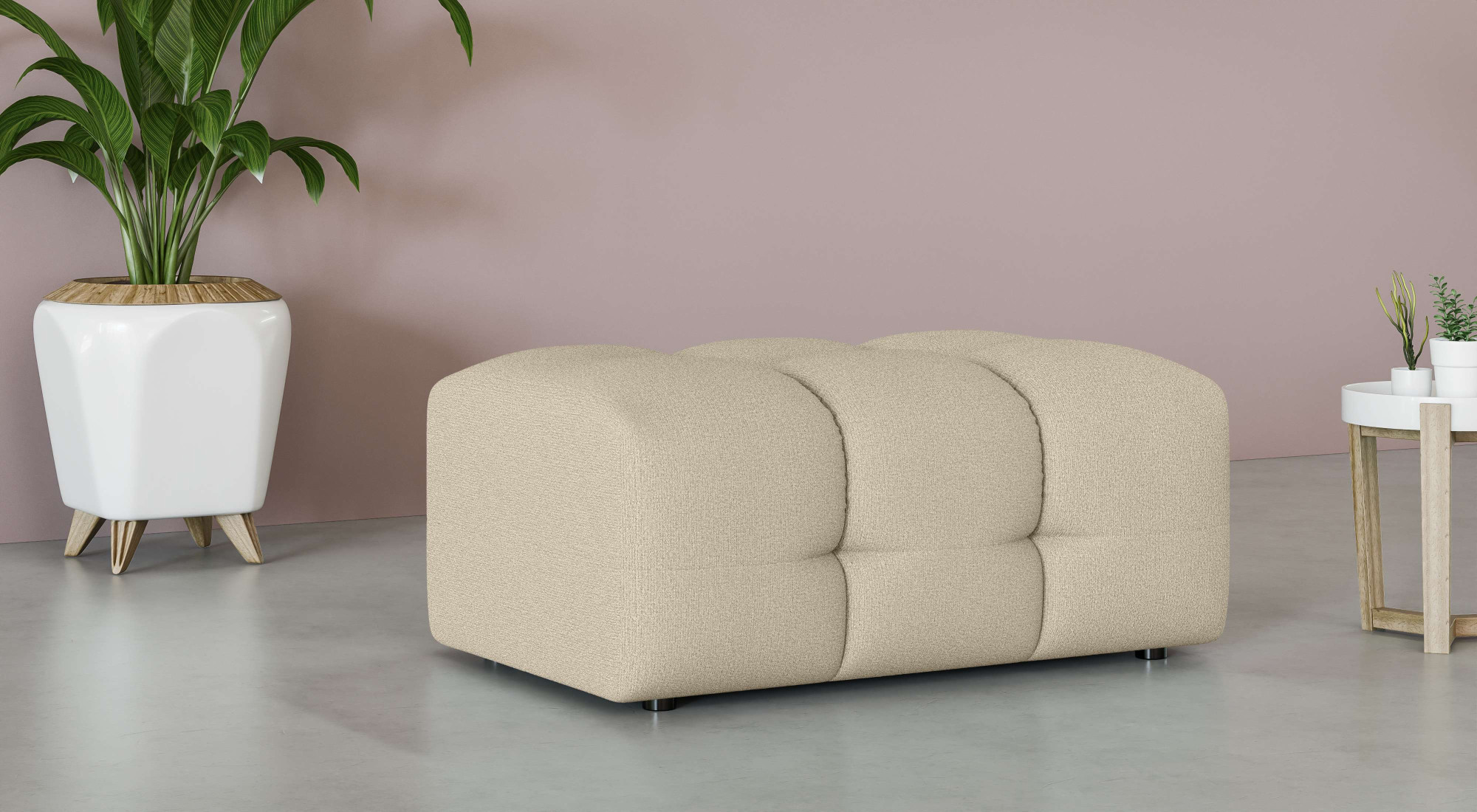 OTTO home Polsterhocker "Manilla, trendige Steppung, passend zur Serie, B/T/H 100/68/45 cm" mit Wellenunterfederung, in verschiedenen Materialien und Farben