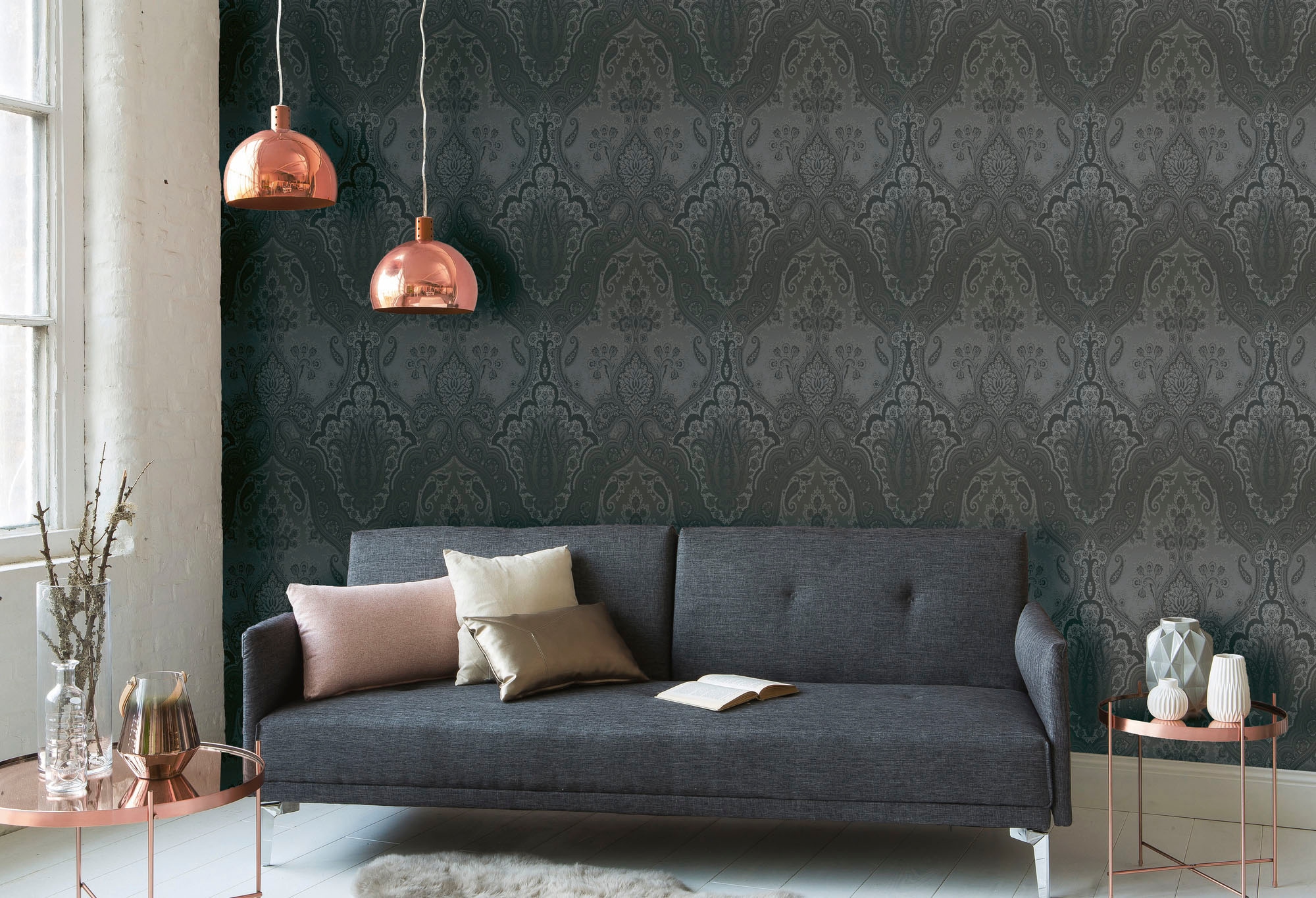 living walls Vliestapete "My Home My Spa" Barock Glitzermuster ornamental glatt Barock Tapete Ornament Muster glitzernd Hintergrund matt glatt Vlies