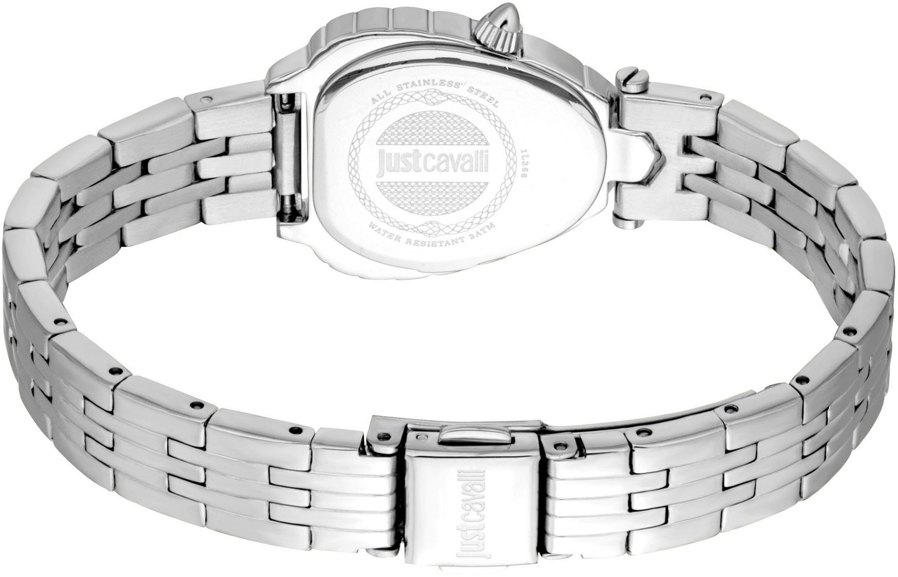 Just Cavalli Time Quarzuhr »Animalier«, Armbanduhr, Damenuhr, Edelstahlarmband, analog, Kristallsteine