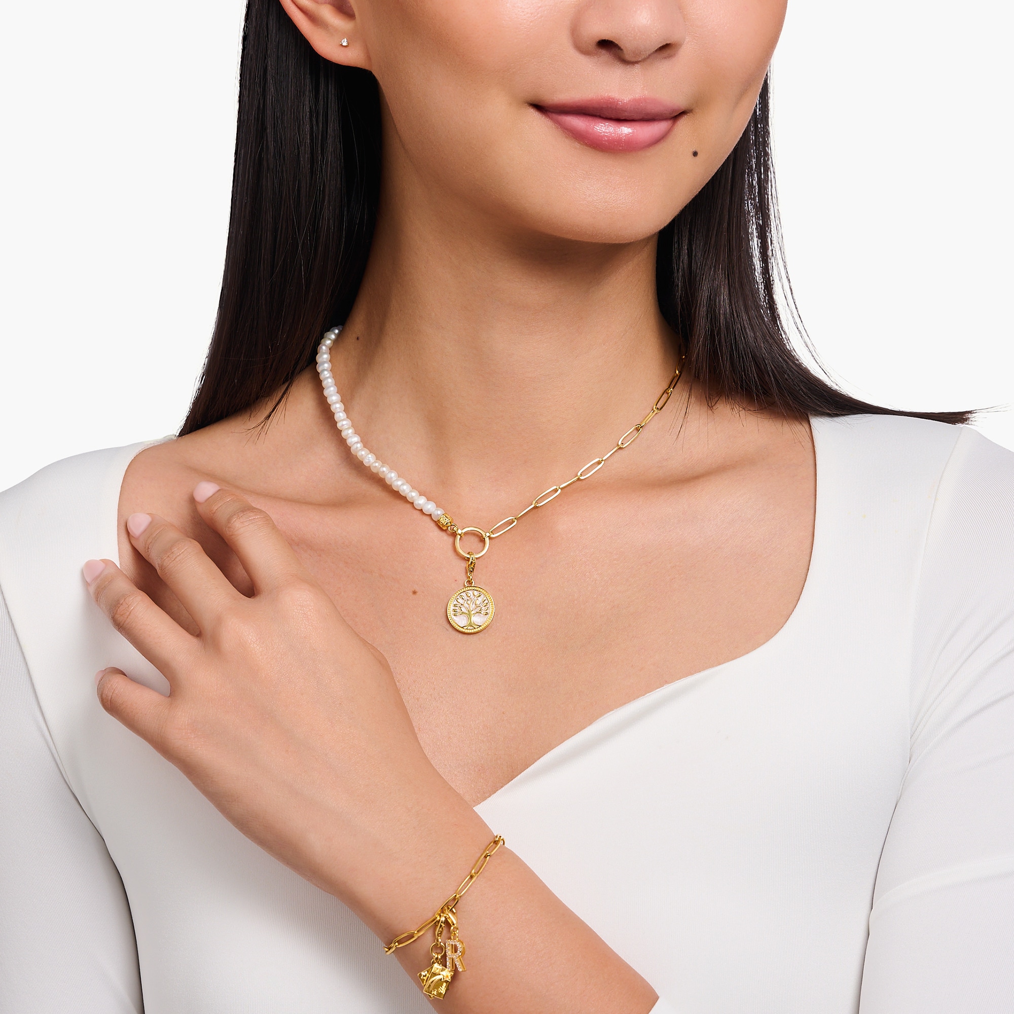 THOMAS SABO Charm-Einhänger »Runder Charm-Anhänger Lebensbaum vergoldet«