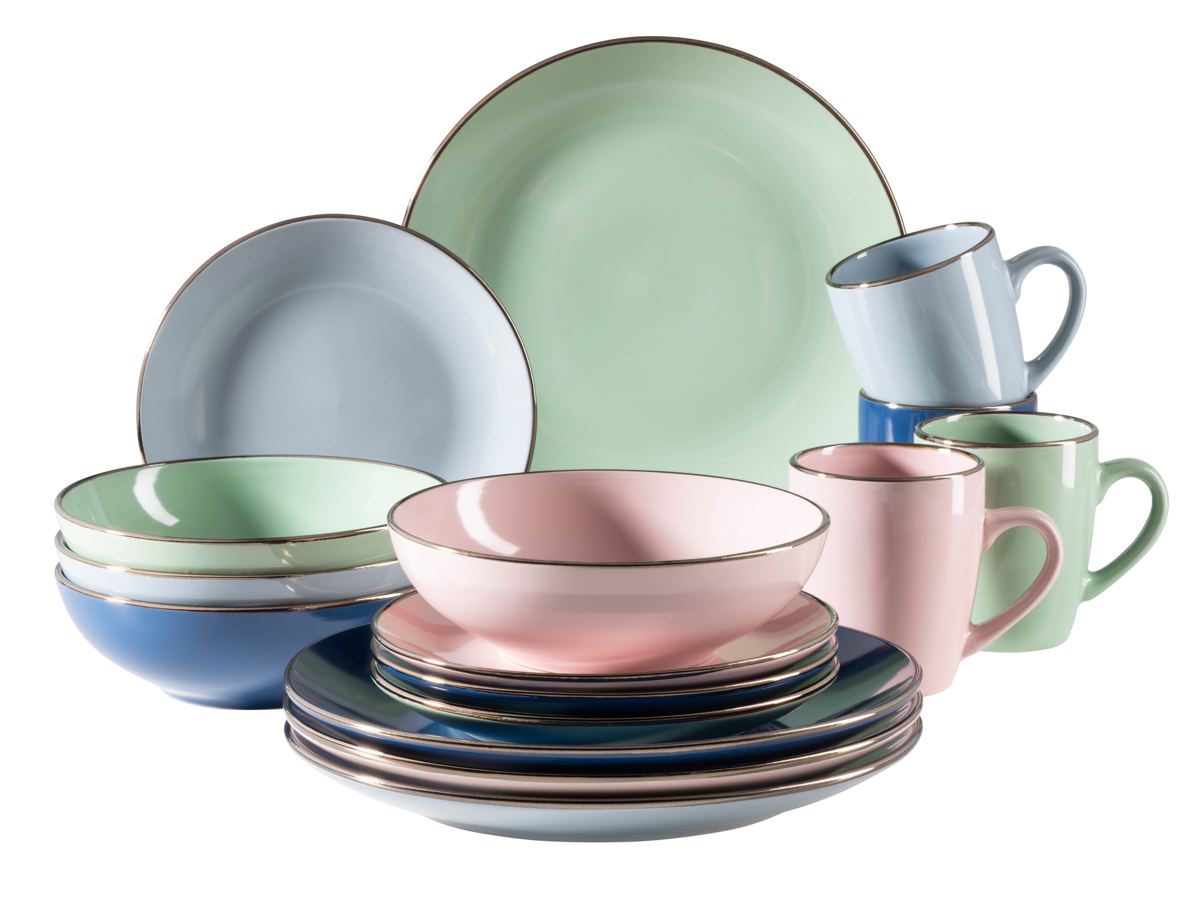 MÄSER Kombiservice "METALLIC RIM, Geschirr-Set, Steinzeug" günstig online kaufen