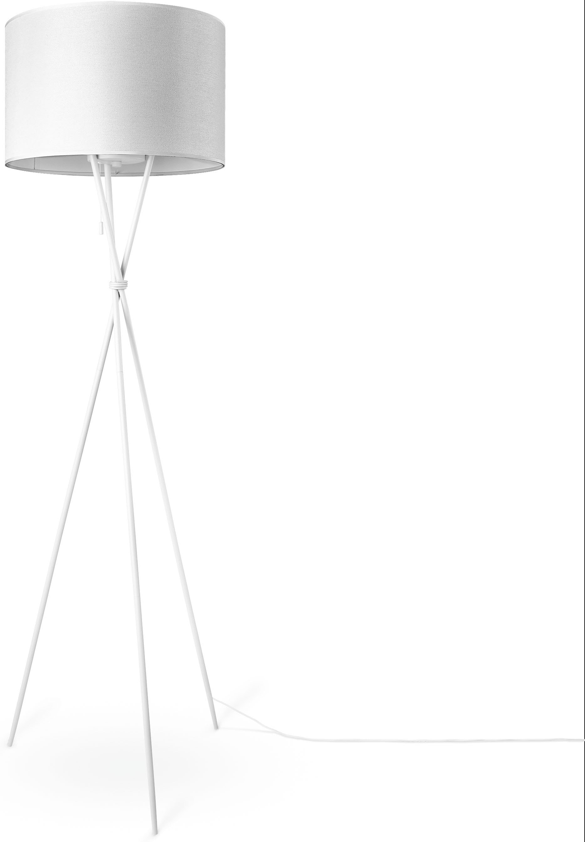 Paco Home Stehlampe »KATE | E27 UNI BAUR Dreibein CANVAS Standleuchte Wohnzimmer COLOR«, Schirm Textil Stoffschirmlampe