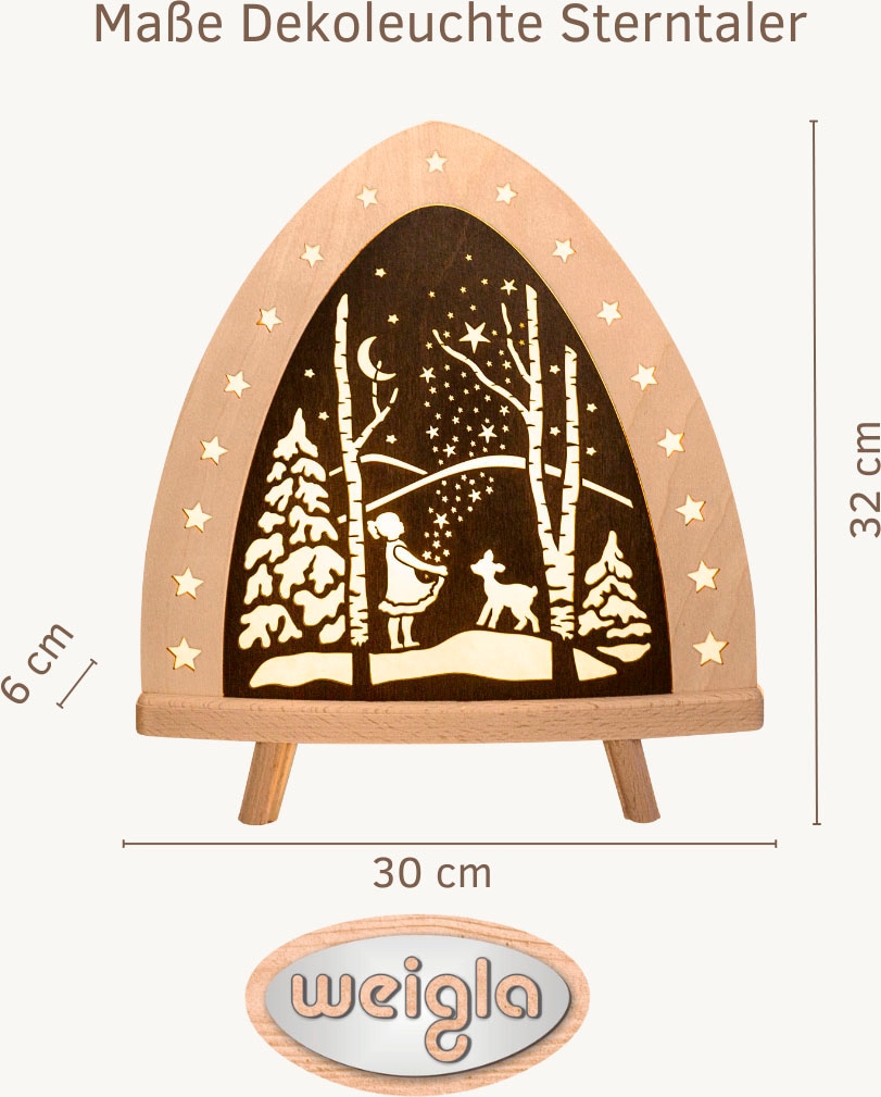 Weigla Lichterbogen »LED Sterntaler, Dekolampe aus Holz, Märchen, NATUR-BRAUN«, Erzgebirge garantiert, Weihnachtsdeko Innen, Weihnachtsbeleuchtung