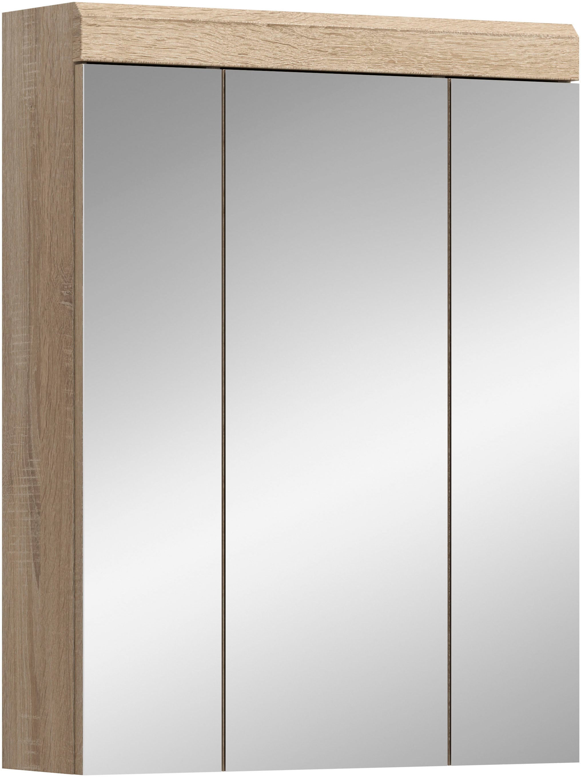 welltime Badezimmerspiegelschrank "SIENA, Breite 60cm, 3 Spiegeltüren, 9 Fächer, 6 Einlegeböden" TOPSELLER, 1 Stk. tlg. in verschiedenen Farben erhältlich, Badmöbel, Spiegel, Badschrank, Bad